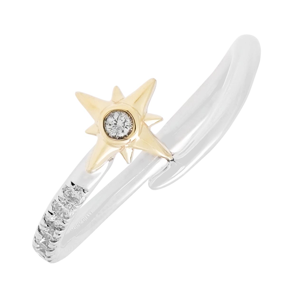 Northern Star Celestial Diamond Fashion Ring in 10kt Yellow Gold and Sterling Silver (1/10ct tw)