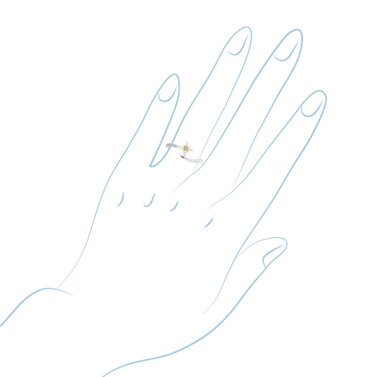 Northern Star Celestial Diamond Fashion Ring in 10kt Yellow Gold and Sterling Silver (1/10ct tw)