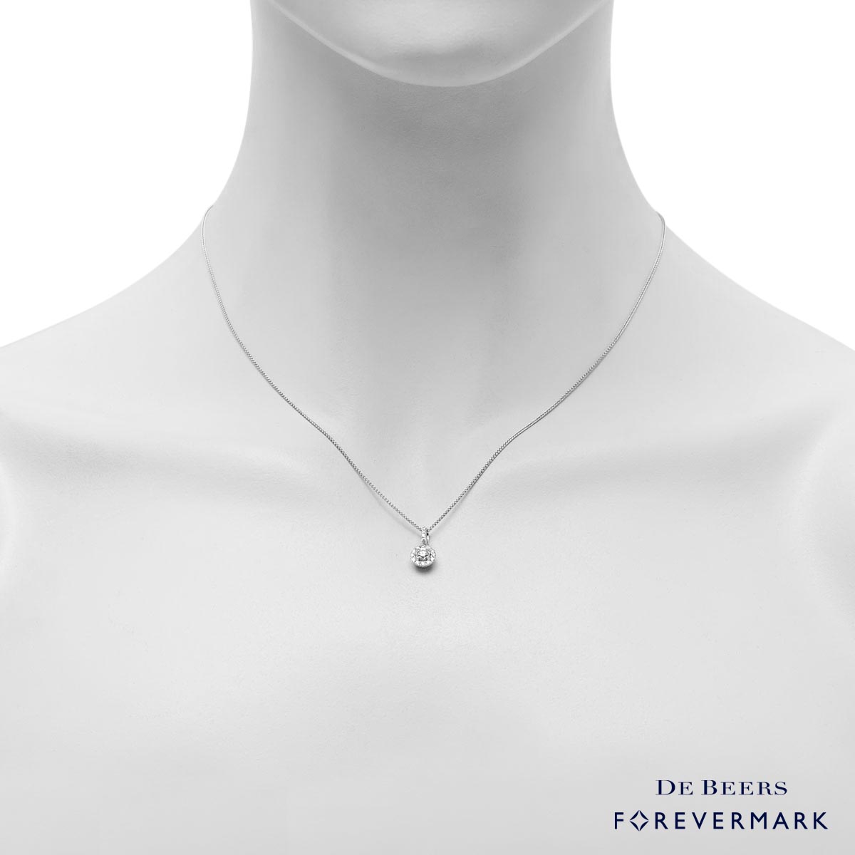 Forevermark Center of My Universe Diamond  Halo Necklace in 18kt White Gold (1/3ct tw)