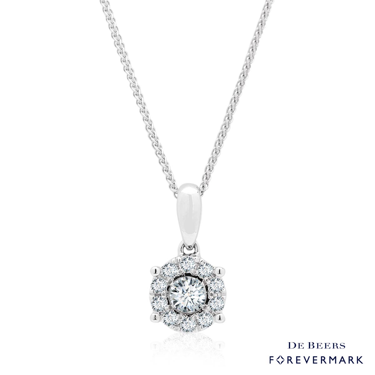 Forevermark Center of My Universe Diamond Halo  Necklace in 18kt White Gold (1/4ct tw)