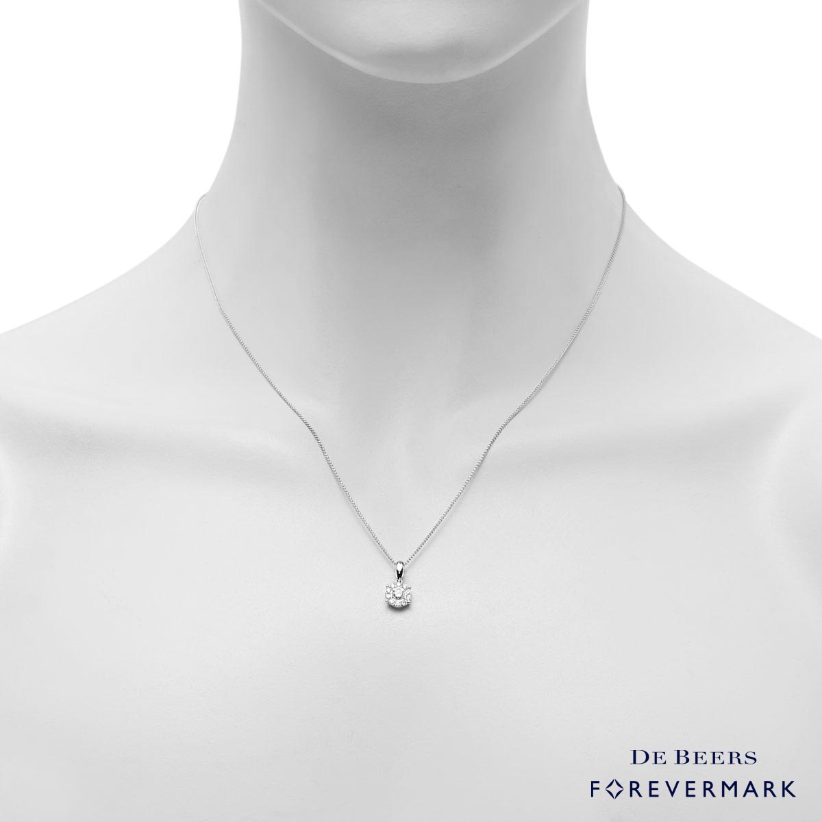 Forevermark Center of My Universe Diamond Halo  Necklace in 18kt White Gold (1/4ct tw)