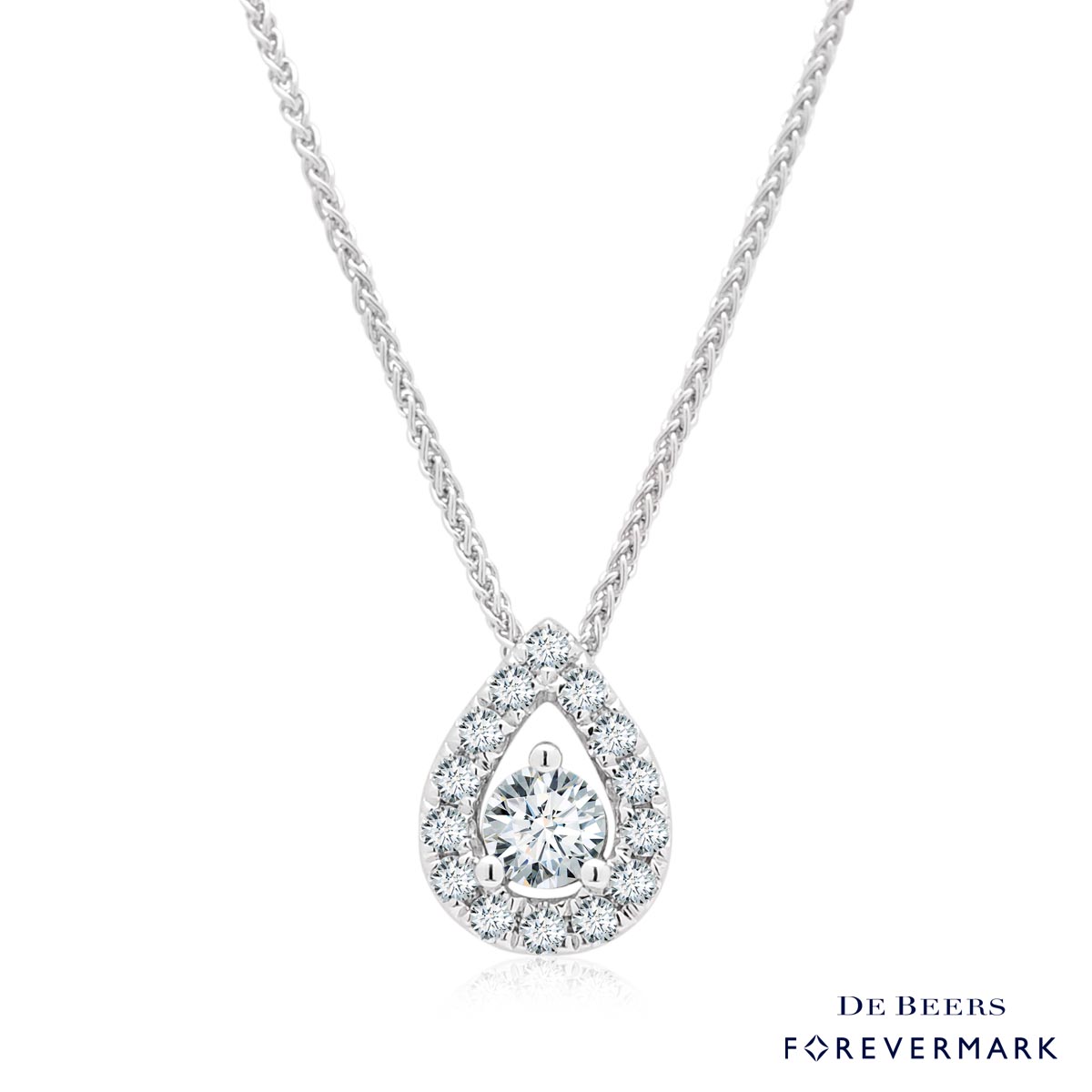 Forevermark Center of My Universe Pear Shaped Diamond Necklace in 18kt White Gold (1/4ct tw)