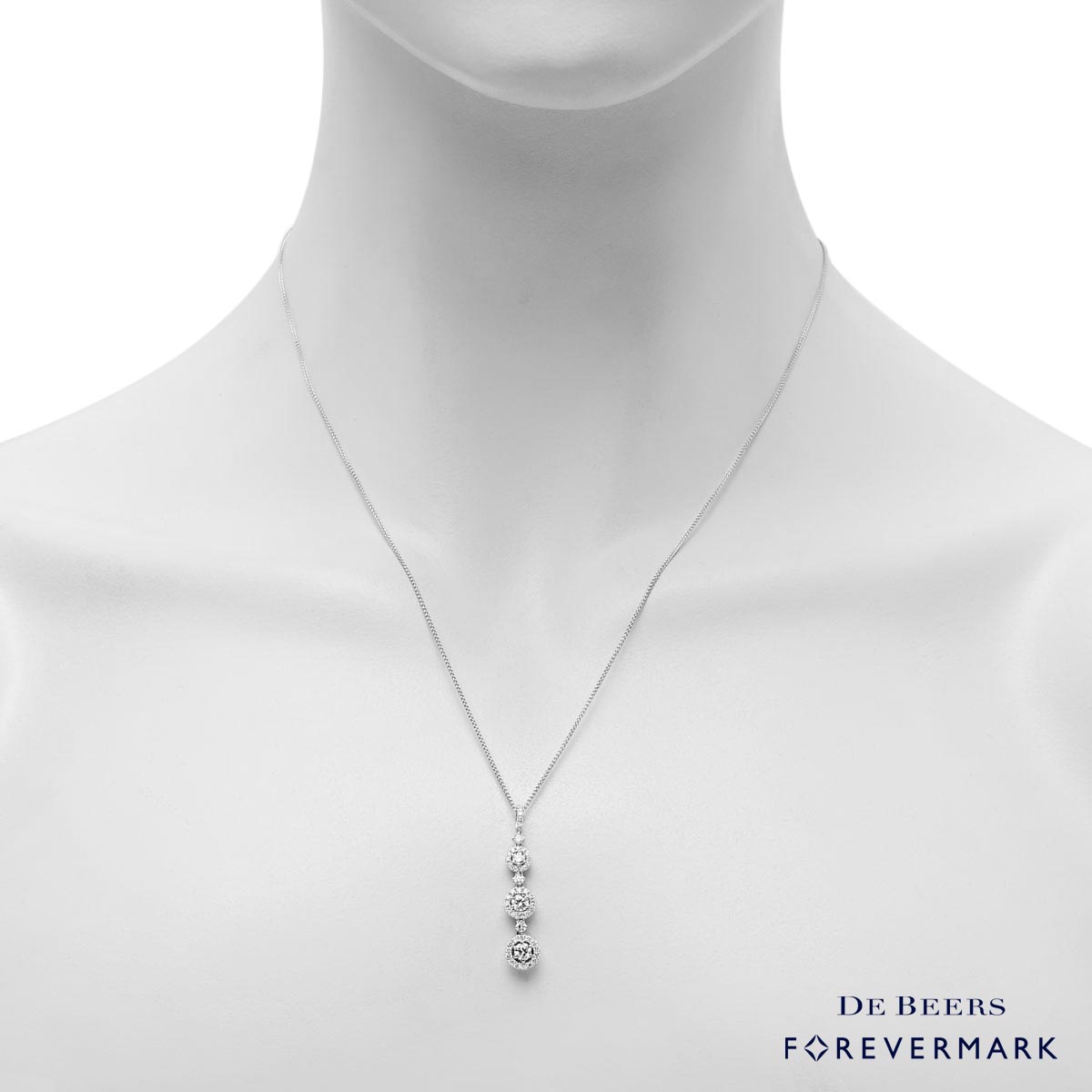 Forevermark Center of My Universe Three Stone Diamond Necklace in 18kt White Gold (3/4ct tw)