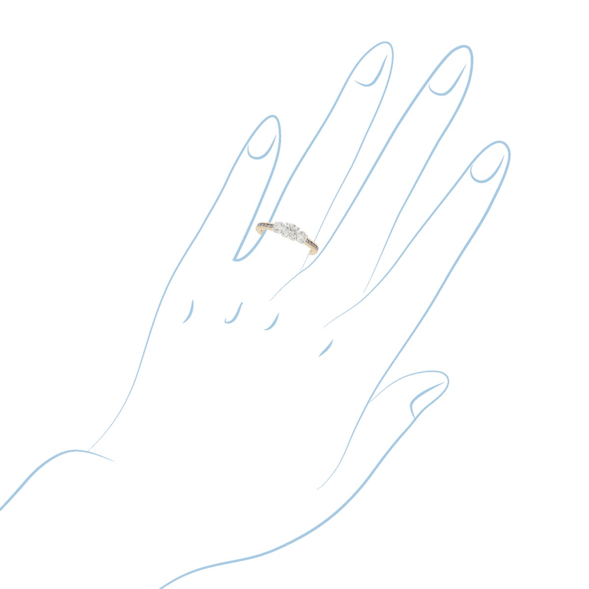 Northern Star Diamond Three Stone Engagement Ring in 14kt Yellow Gold (1ct tw)