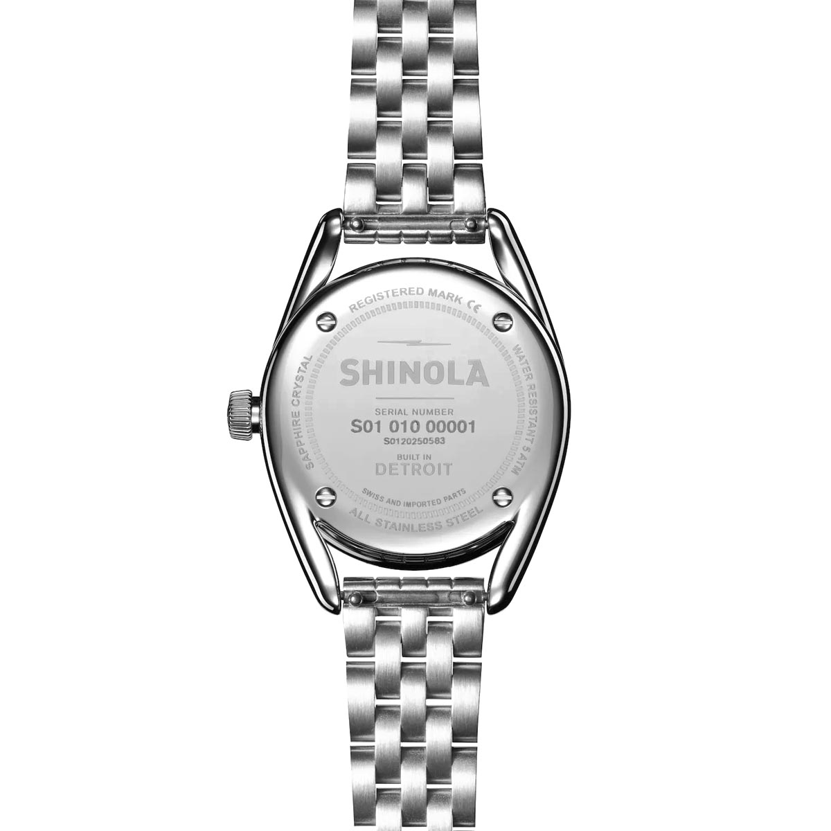Shinola Diamond Derby Womens Watch with White Dial and Stainless Steel Bracelet (quartz movement)