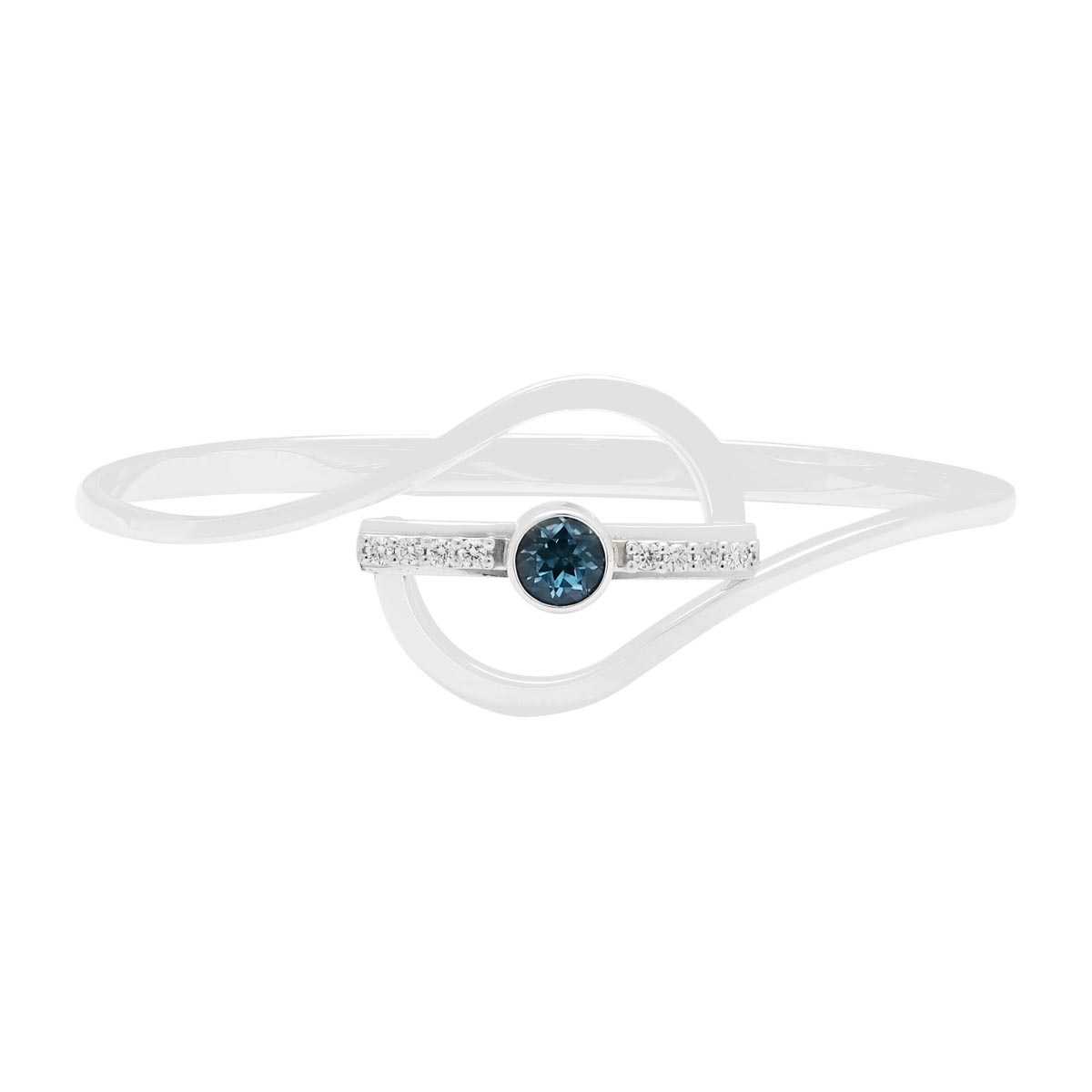 E.L. Designs Blue Topaz Barlow Swing Bracelet in Sterling Silver with Diamonds (1/7ct tw)