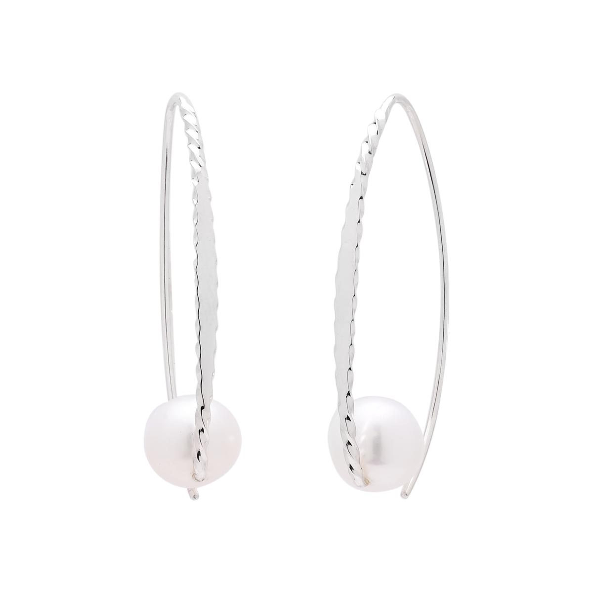 E.L. Designs Cultured Freshwater Pearl Embrace Earrings in Sterling Silver (8mm pearls)