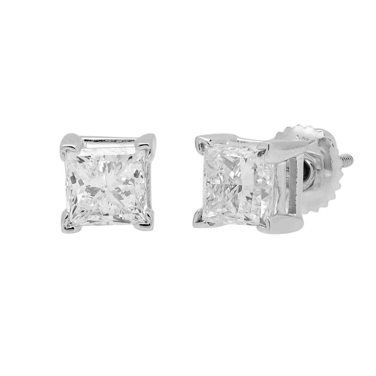 Princess Cut Diamond Stud Earrings in 14kt White Gold (2ct tw)
