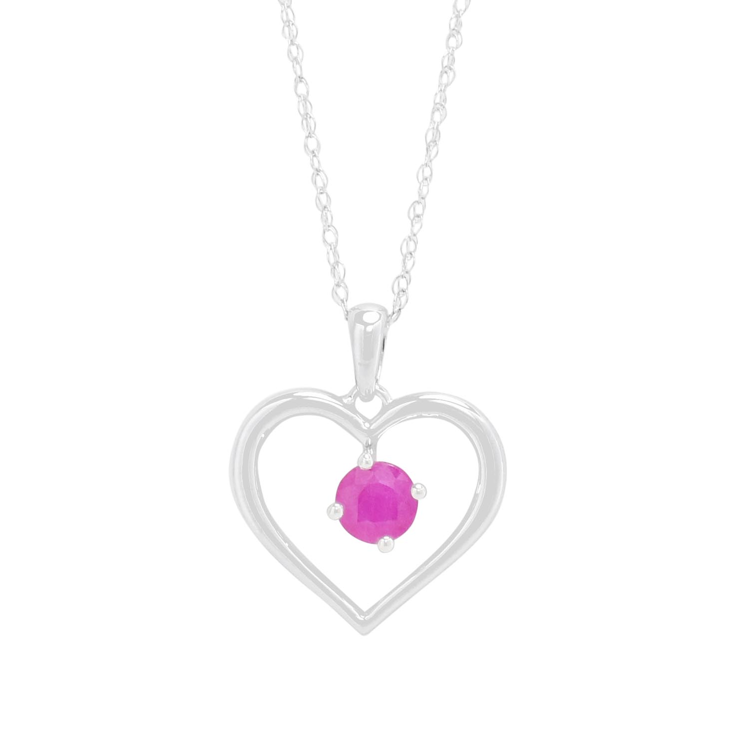 Ruby Heart Necklace in 14kt White Gold