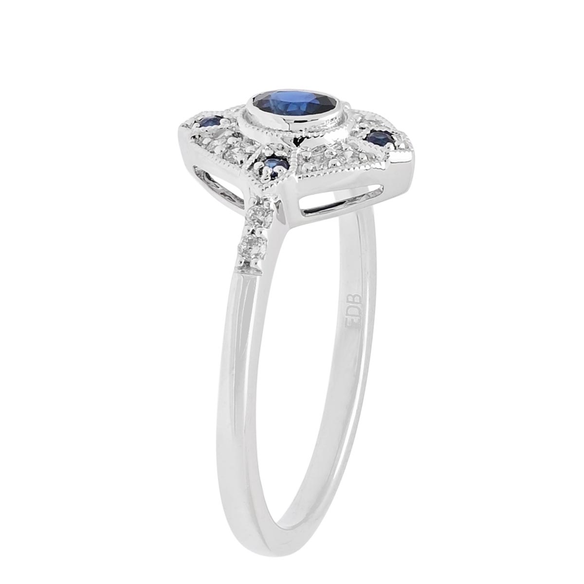 Oval Sapphire Ring in 10kt White Gold with Diamonds (1/10ct tw)