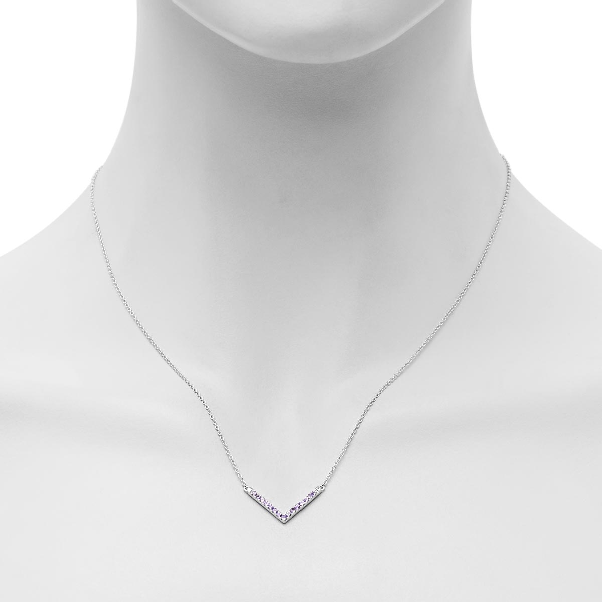 Tanzanite V Necklace in 14kt White Gold