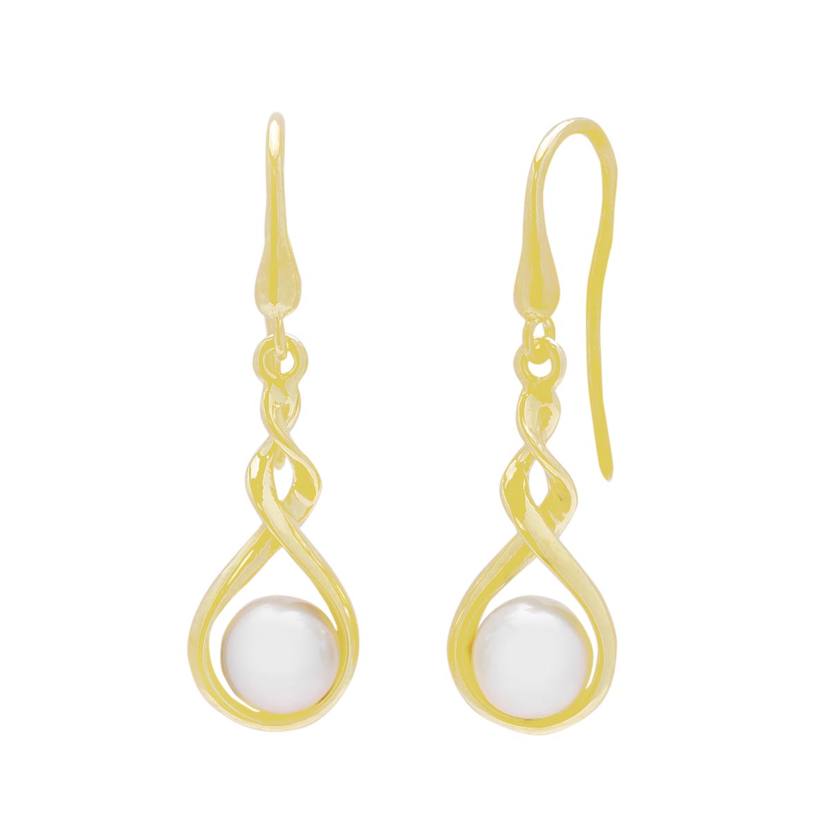 Cultured Akoya Pearl Drop Earrings in 14kt Yellow Gold (6mm pearls)