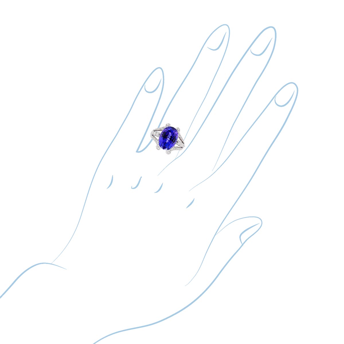 Oval Tanzanite Ring in 14kt White Gold with Diamonds (1 1/10ct tw)
