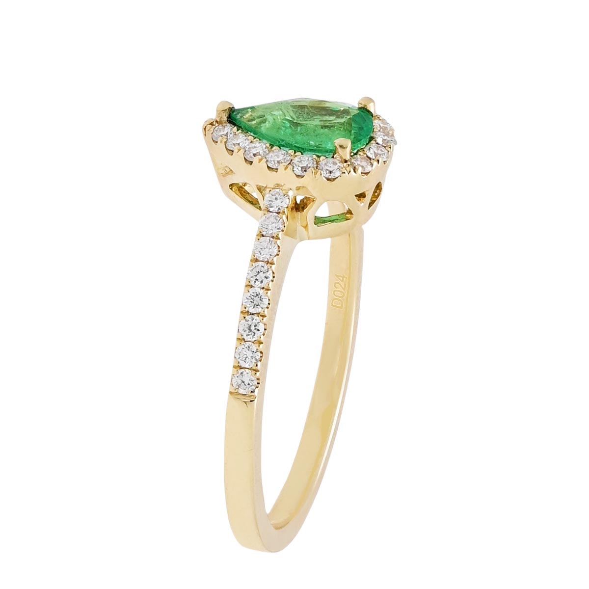Pear Emerald Ring in 14kt Yellow Gold with Diamonds (1/4ct tw)