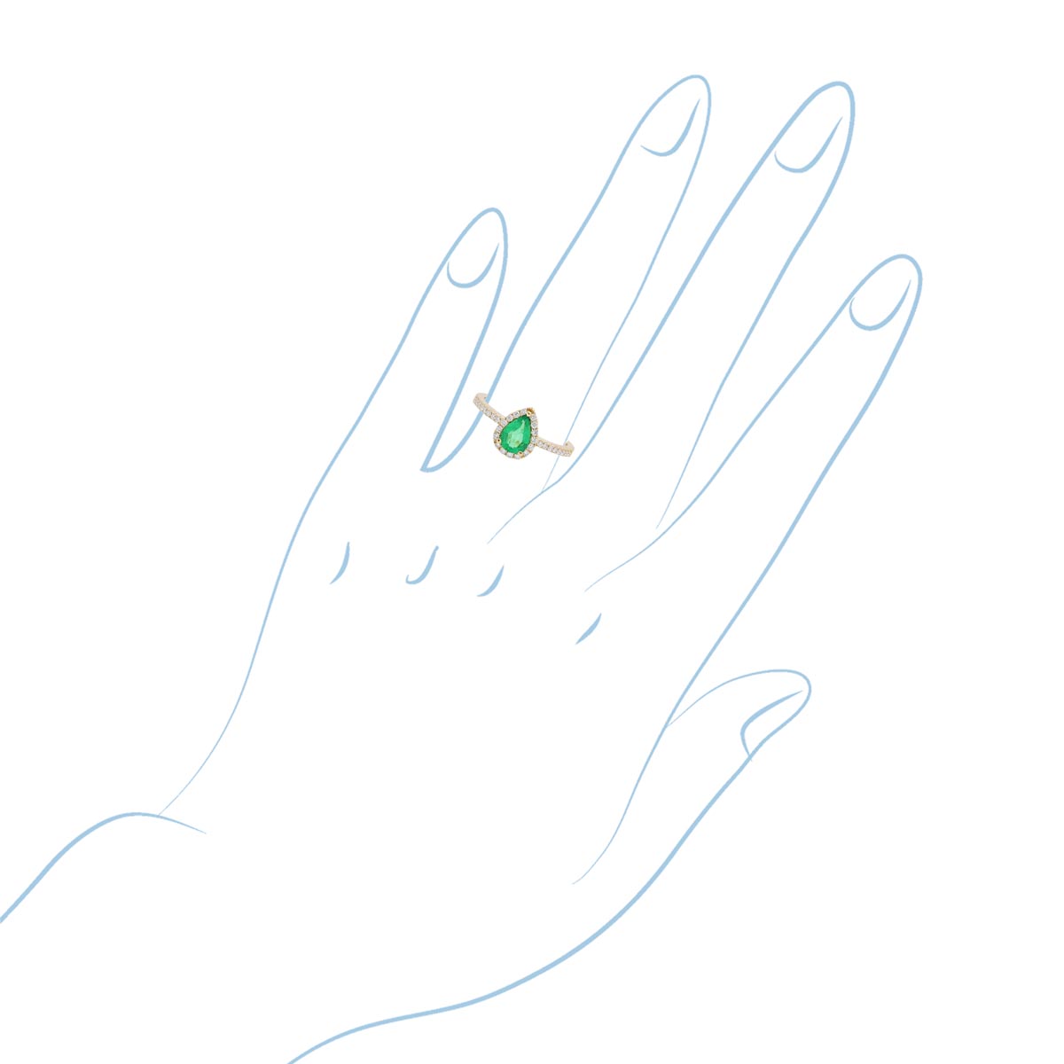 Pear Emerald Ring in 14kt Yellow Gold with Diamonds (1/4ct tw)