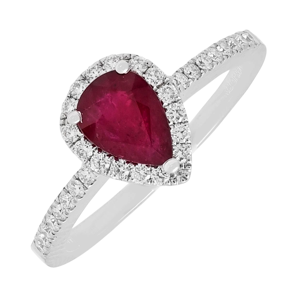 Pear Ruby Ring in 14kt White Gold with Diamonds (1/4ct tw)