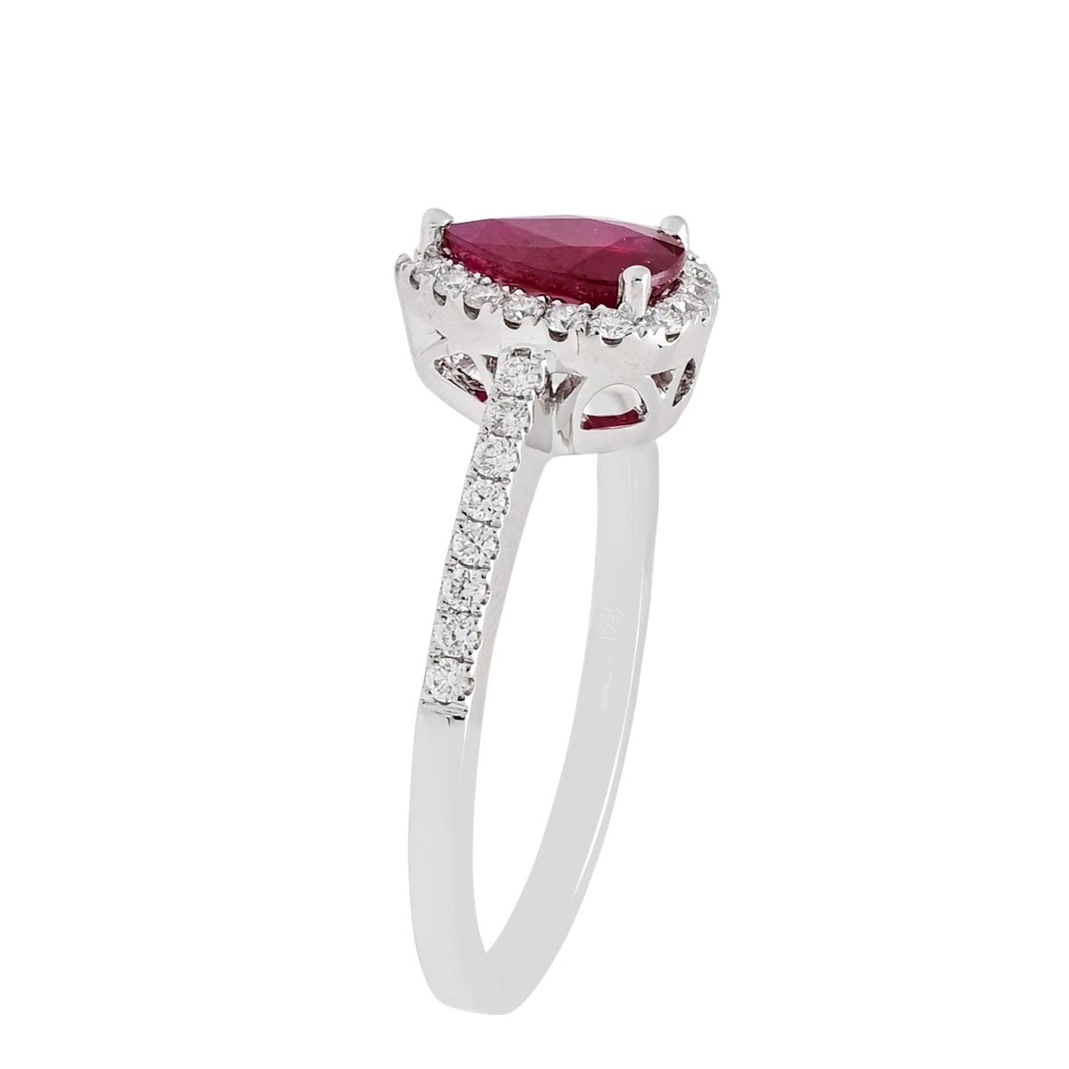 Pear Ruby Ring in 14kt White Gold with Diamonds (1/4ct tw)