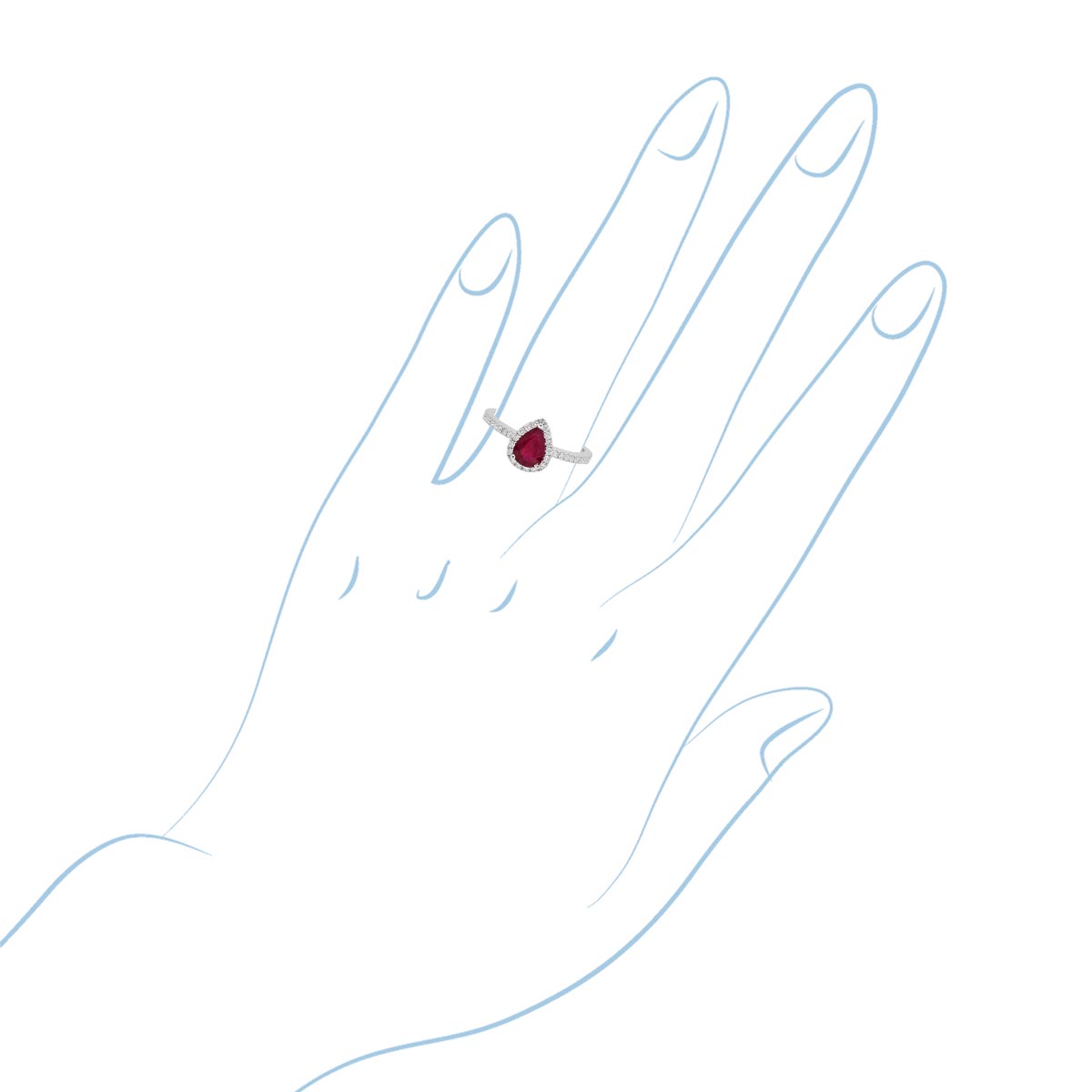 Pear Ruby Ring in 14kt White Gold with Diamonds (1/4ct tw)