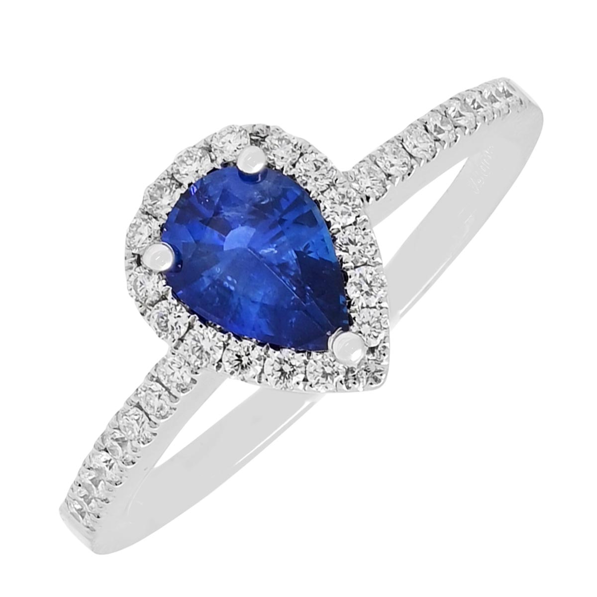 Pear Sapphire Ring in 14kt White Gold with Diamonds (1/4ct tw)