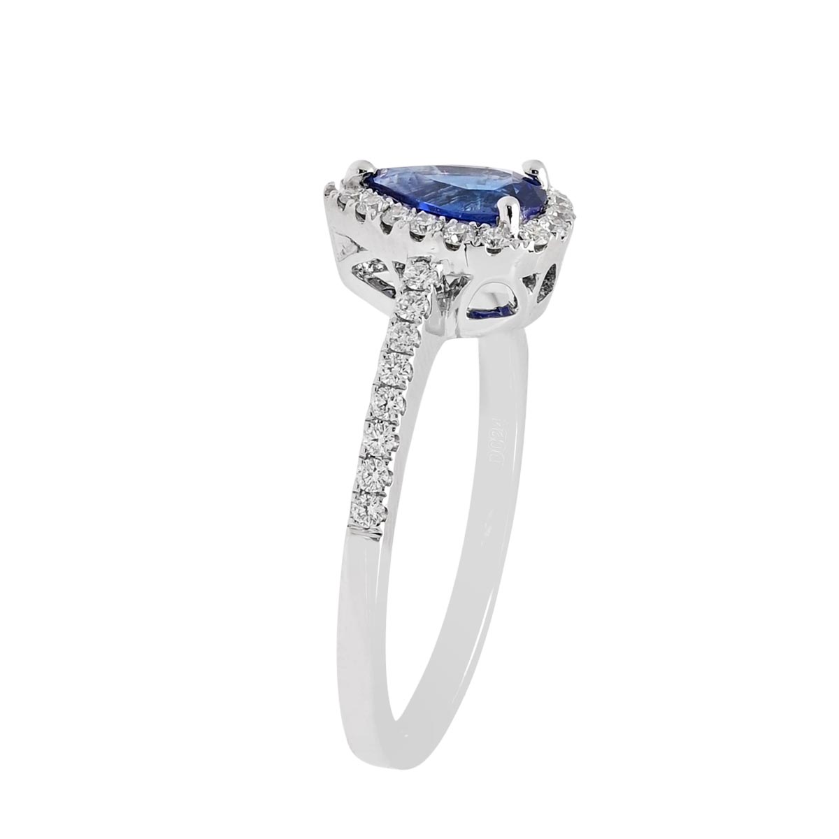 Pear Sapphire Ring in 14kt White Gold with Diamonds (1/4ct tw)
