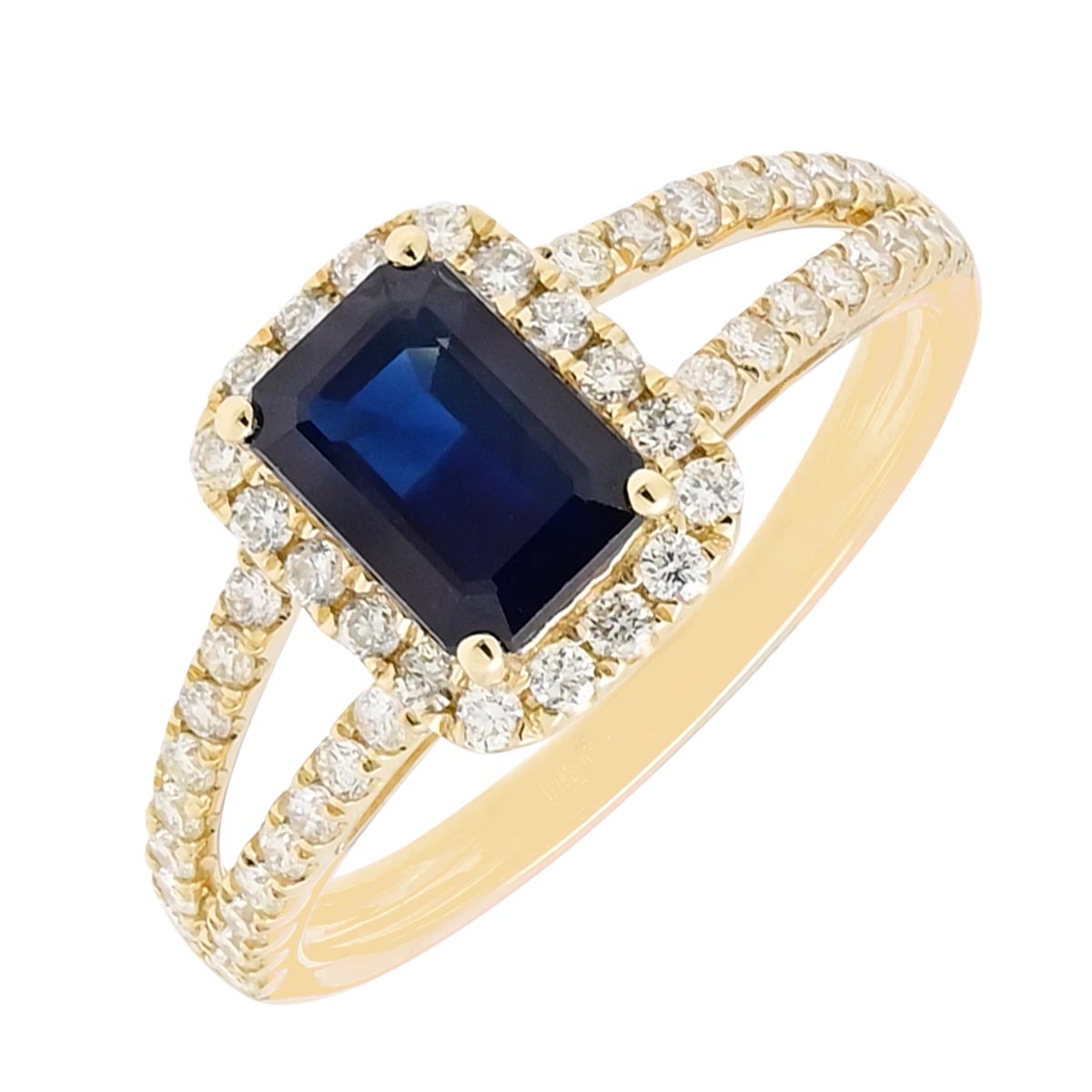 Emerald Cut Sapphire Ring in 14kt Yellow Gold with Diamonds (3/8ct tw)