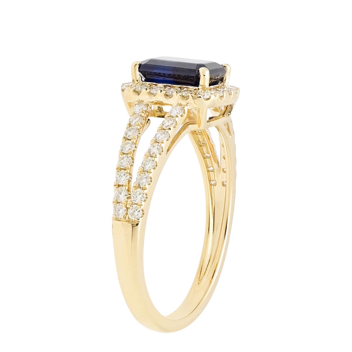 Emerald Cut Sapphire Ring in 14kt Yellow Gold with Diamonds (3/8ct tw)