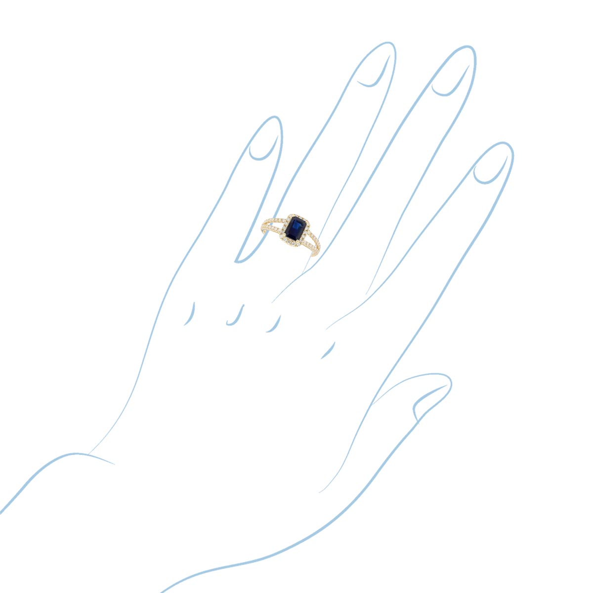 Emerald Cut Sapphire Ring in 14kt Yellow Gold with Diamonds (3/8ct tw)