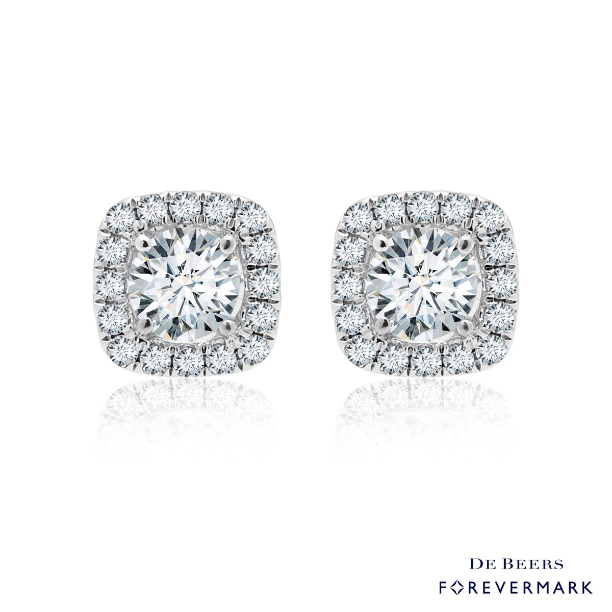 Forevermark Diamond Cushion Halo Earrings in 18kt White Gold (7/8ct tw)