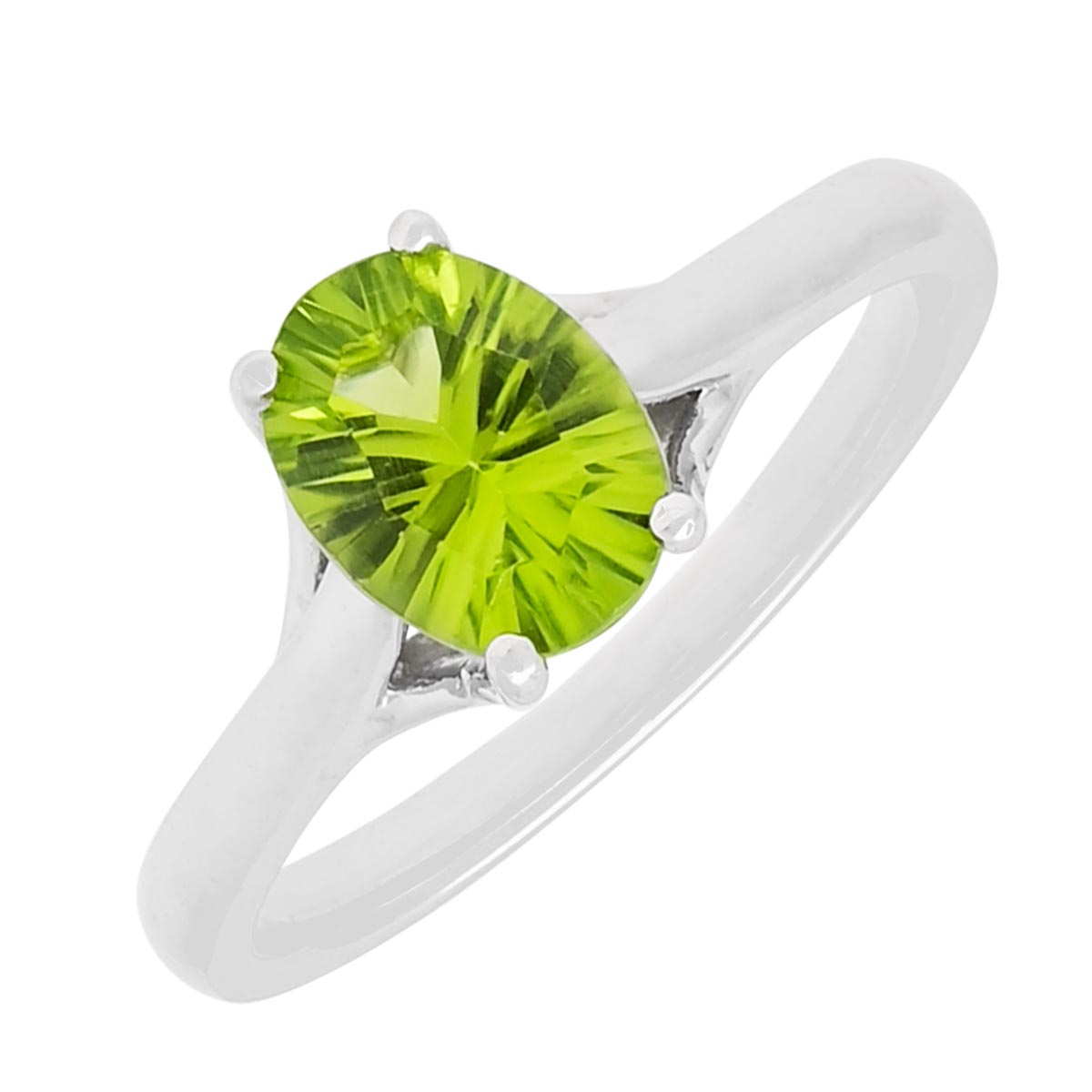 Oval Peridot Ring in 14kt White Gold