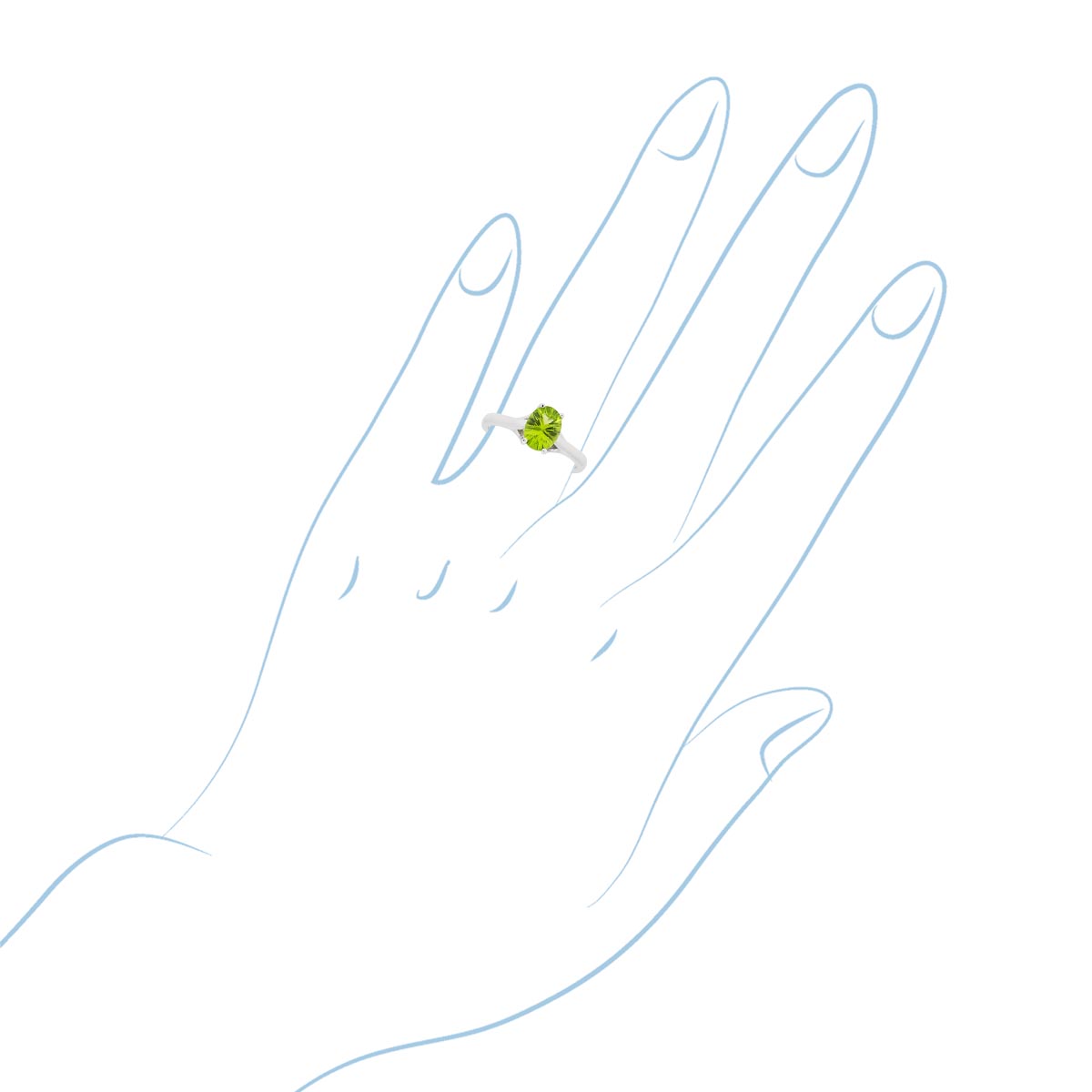 Oval Peridot Ring in 14kt White Gold