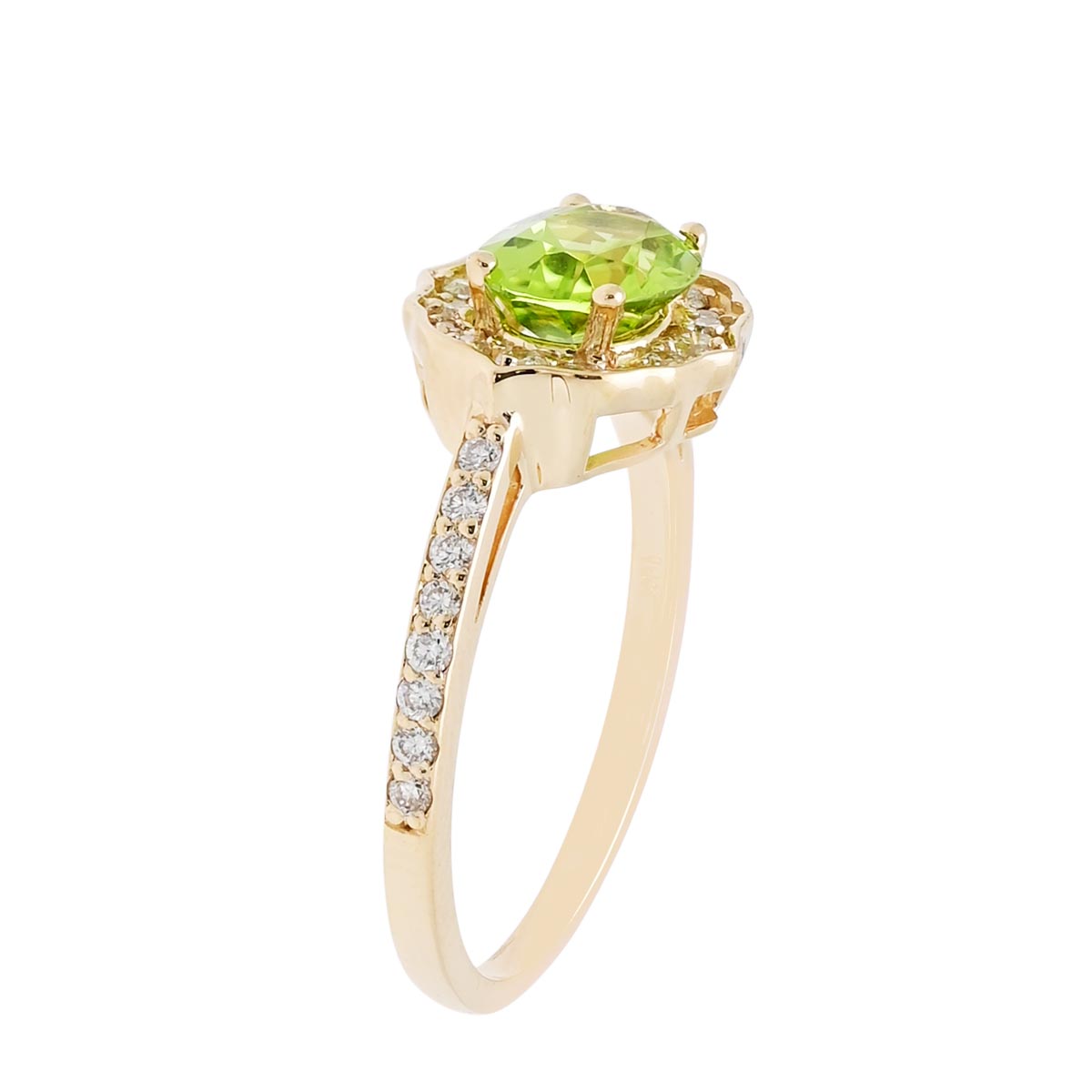 Oval Peridot Ring in 14kt Yellow Gold with Diamonds (7/8ct tw)