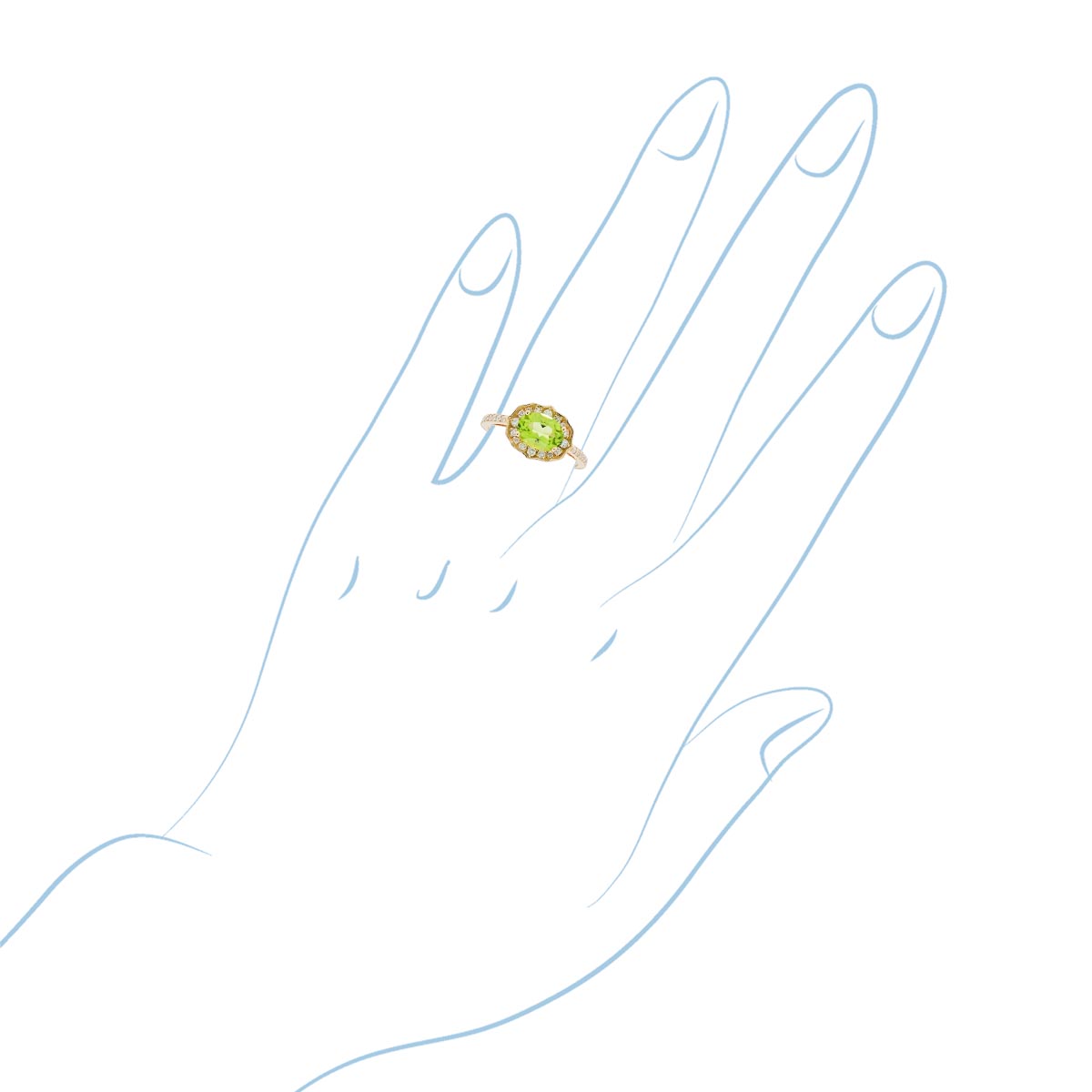 Oval Peridot Ring in 14kt Yellow Gold with Diamonds (7/8ct tw)