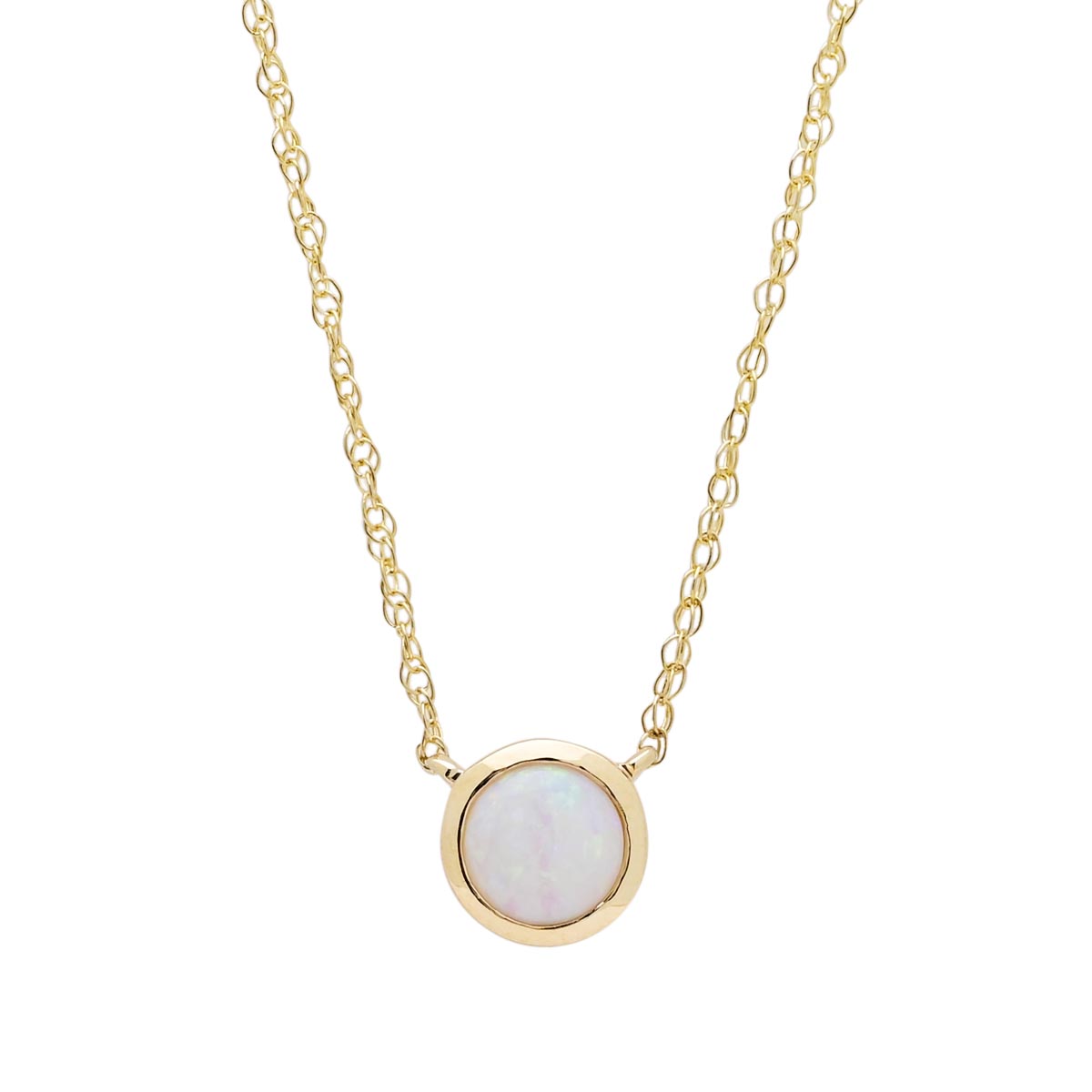 Opal Bezel Necklace in 14kt Yellow Gold