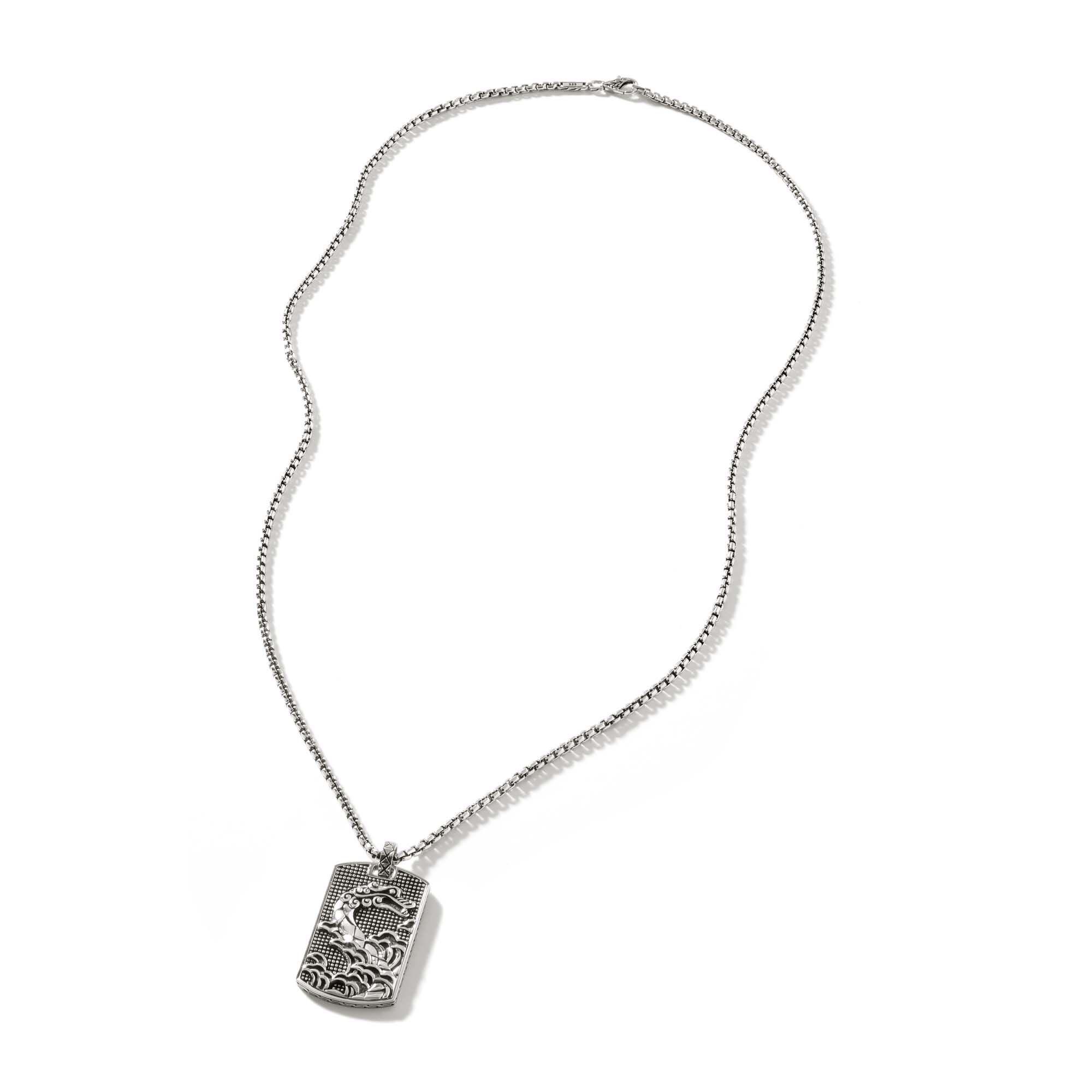 John Hardy Legends Naga Collection Dog Tag Necklace in Sterling Silver