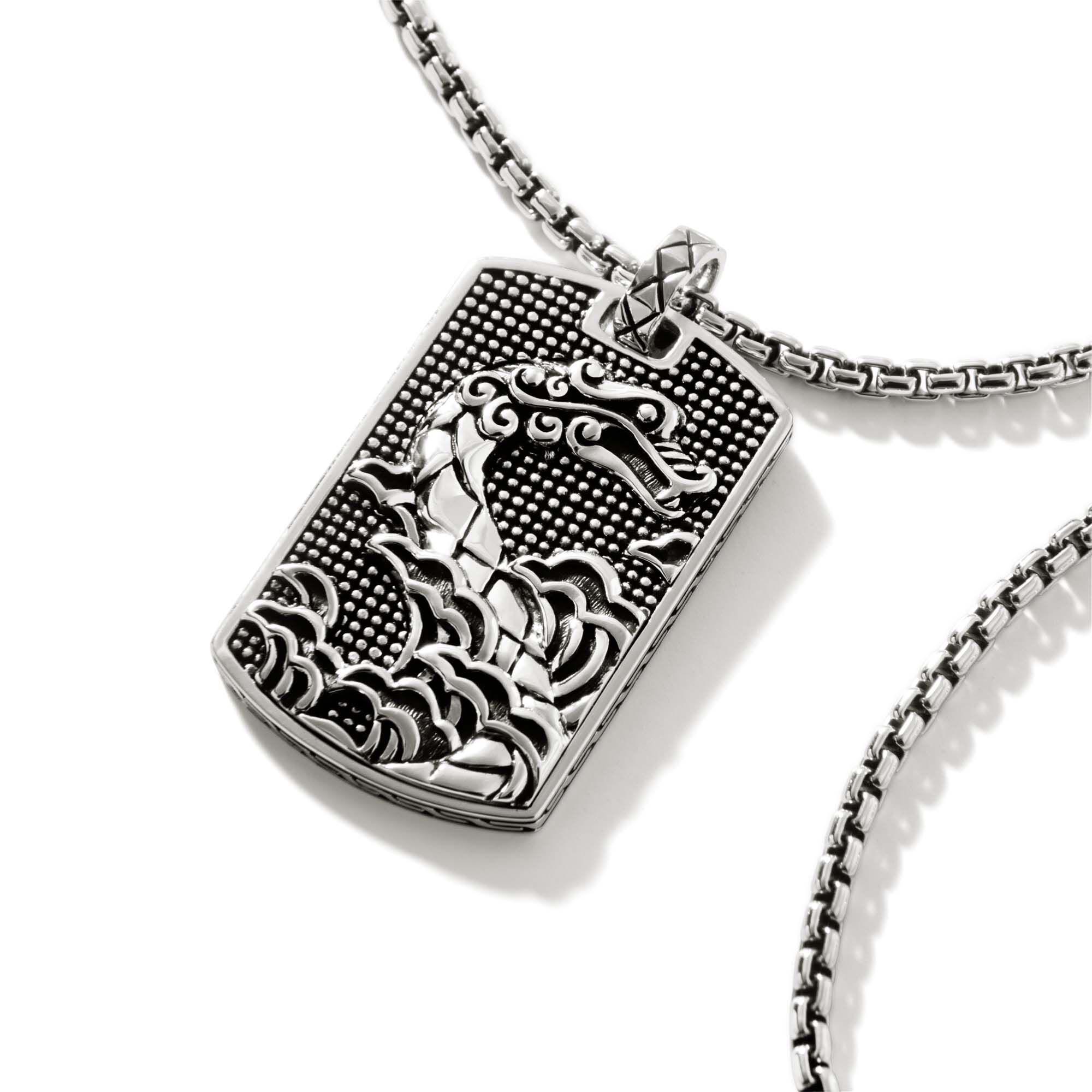 John Hardy Legends Naga Collection Dog Tag Necklace in Sterling Silver