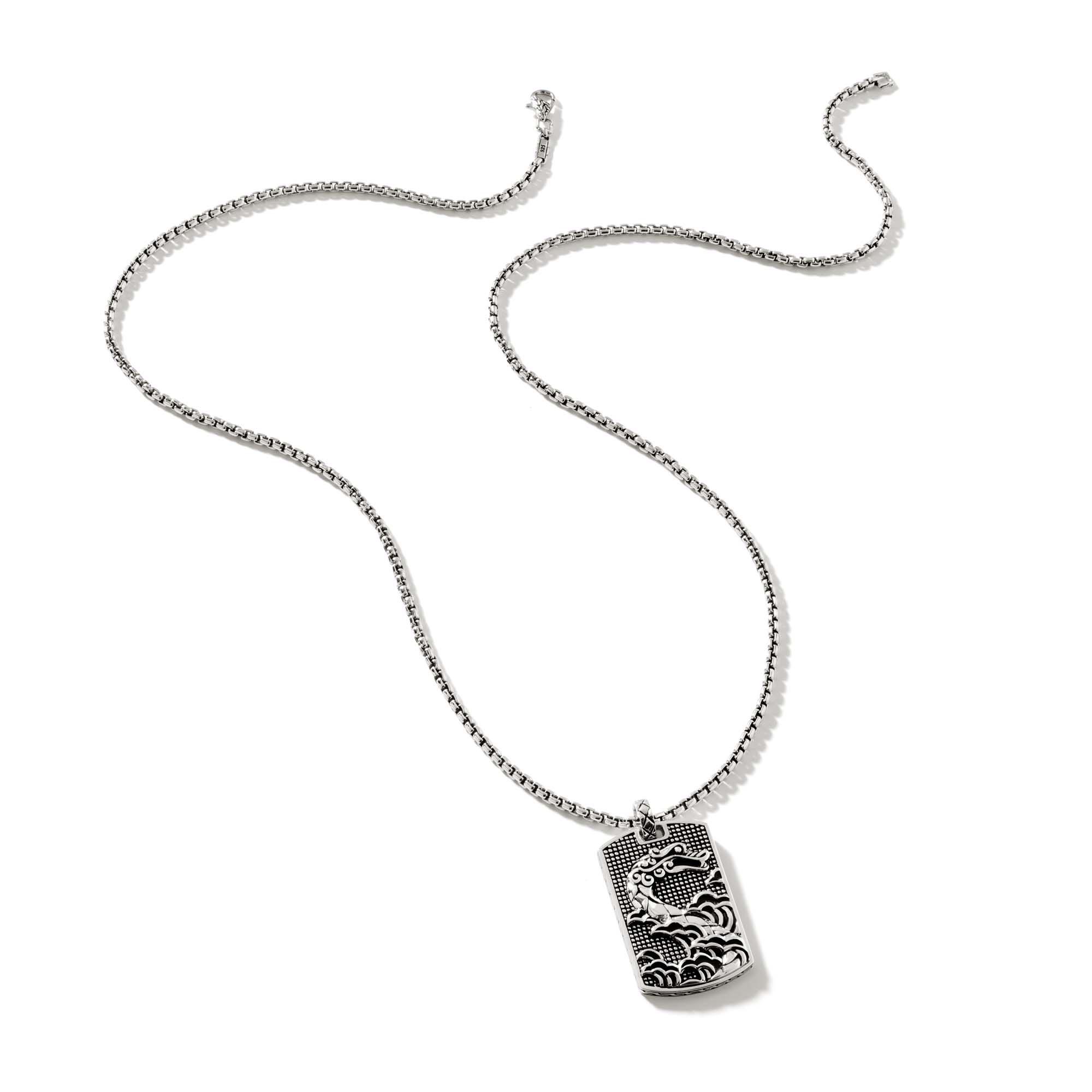 John Hardy Legends Naga Collection Dog Tag Necklace in Sterling Silver