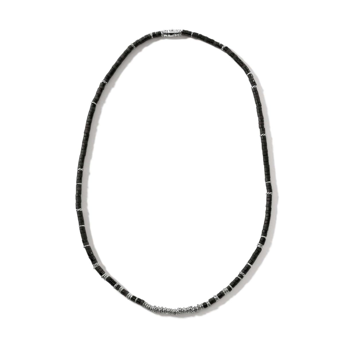 John Hardy Classic Chain Collection Heishi Black Onyx Bead Necklace in Sterling Silver
