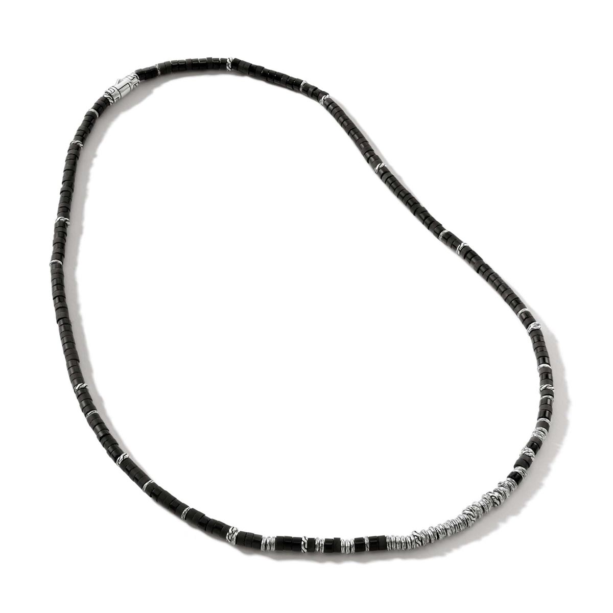 John Hardy Classic Chain Collection Heishi Black Onyx Bead Necklace in Sterling Silver