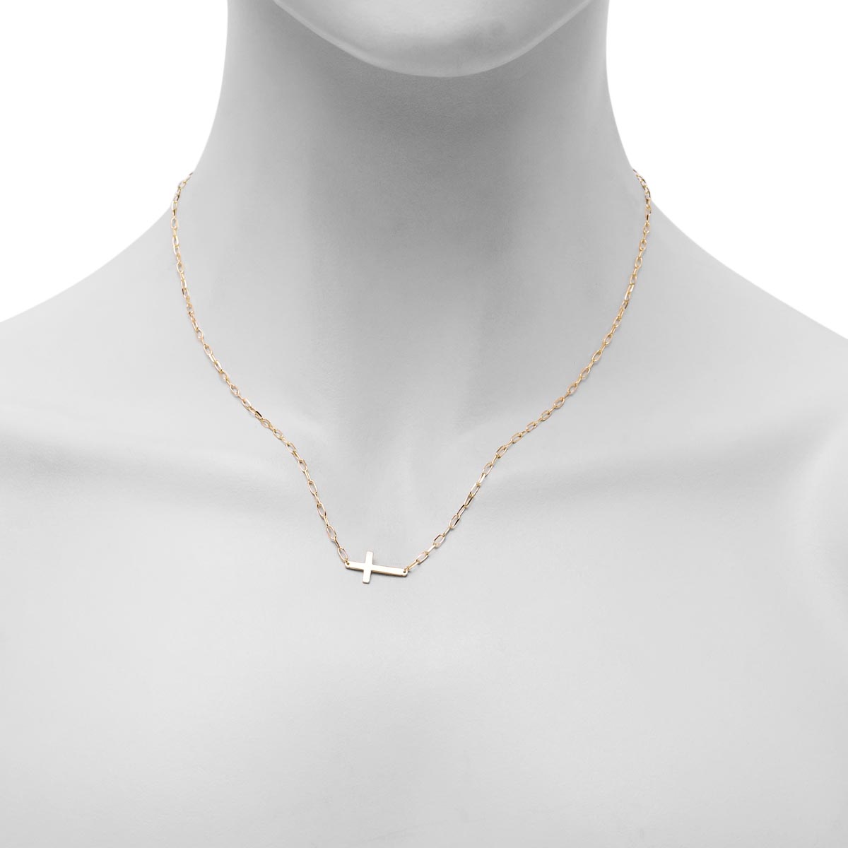 East West Cross Paperclip Necklace in 14kt Yellow Gold