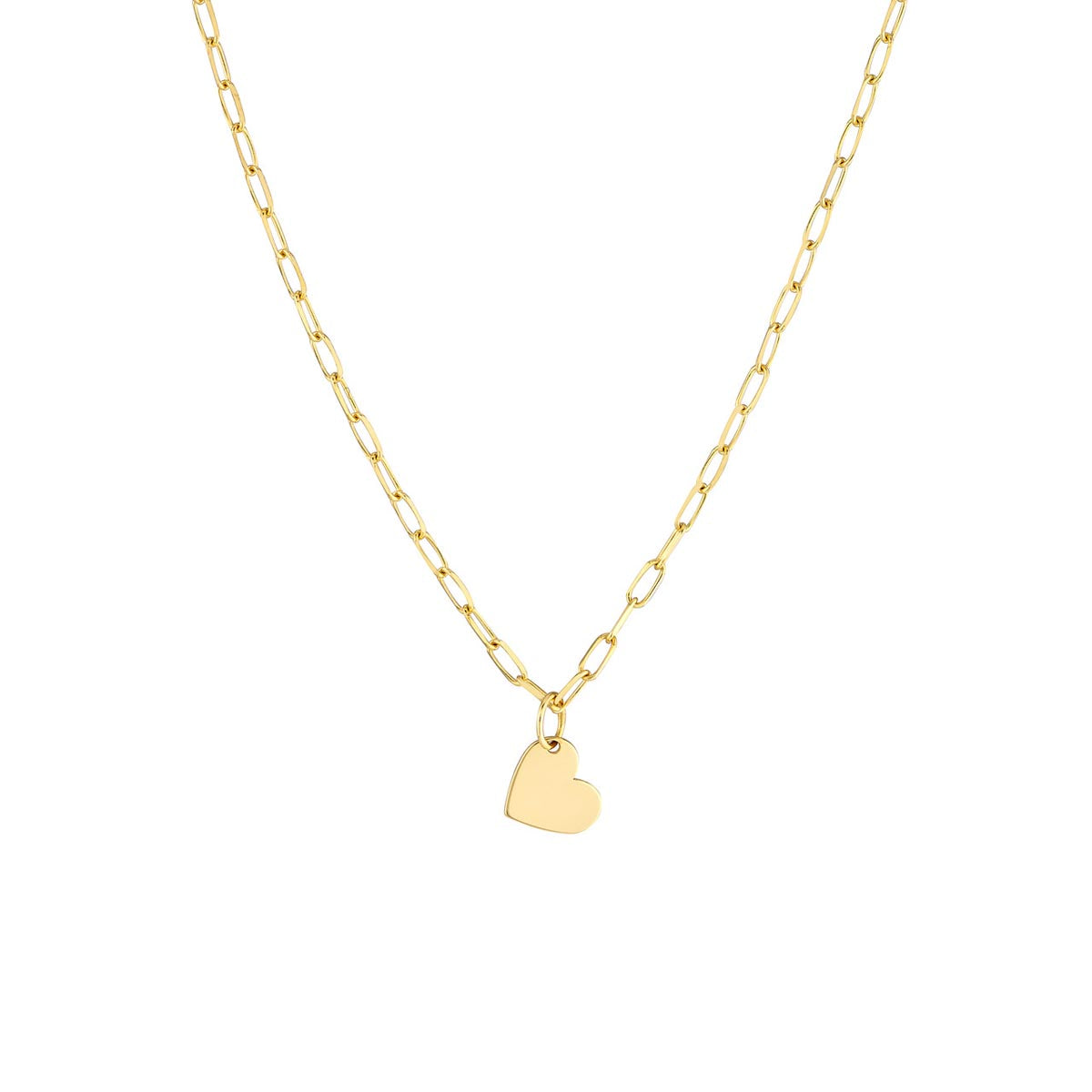Mini Heart Paperclip Necklace in 14kt Yellow Gold