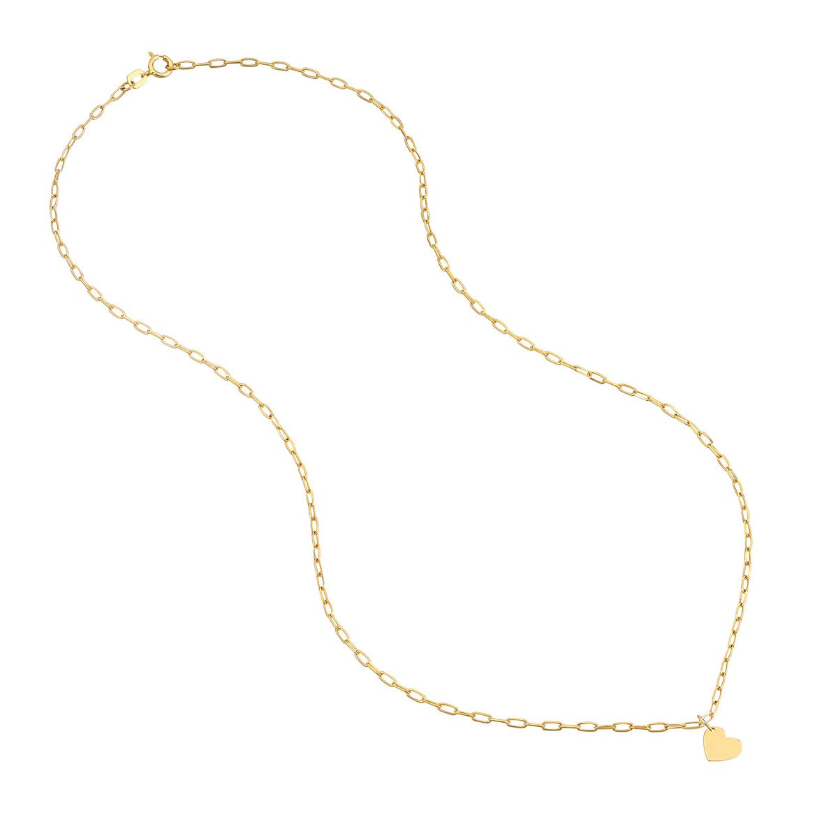 Mini Heart Paperclip Necklace in 14kt Yellow Gold