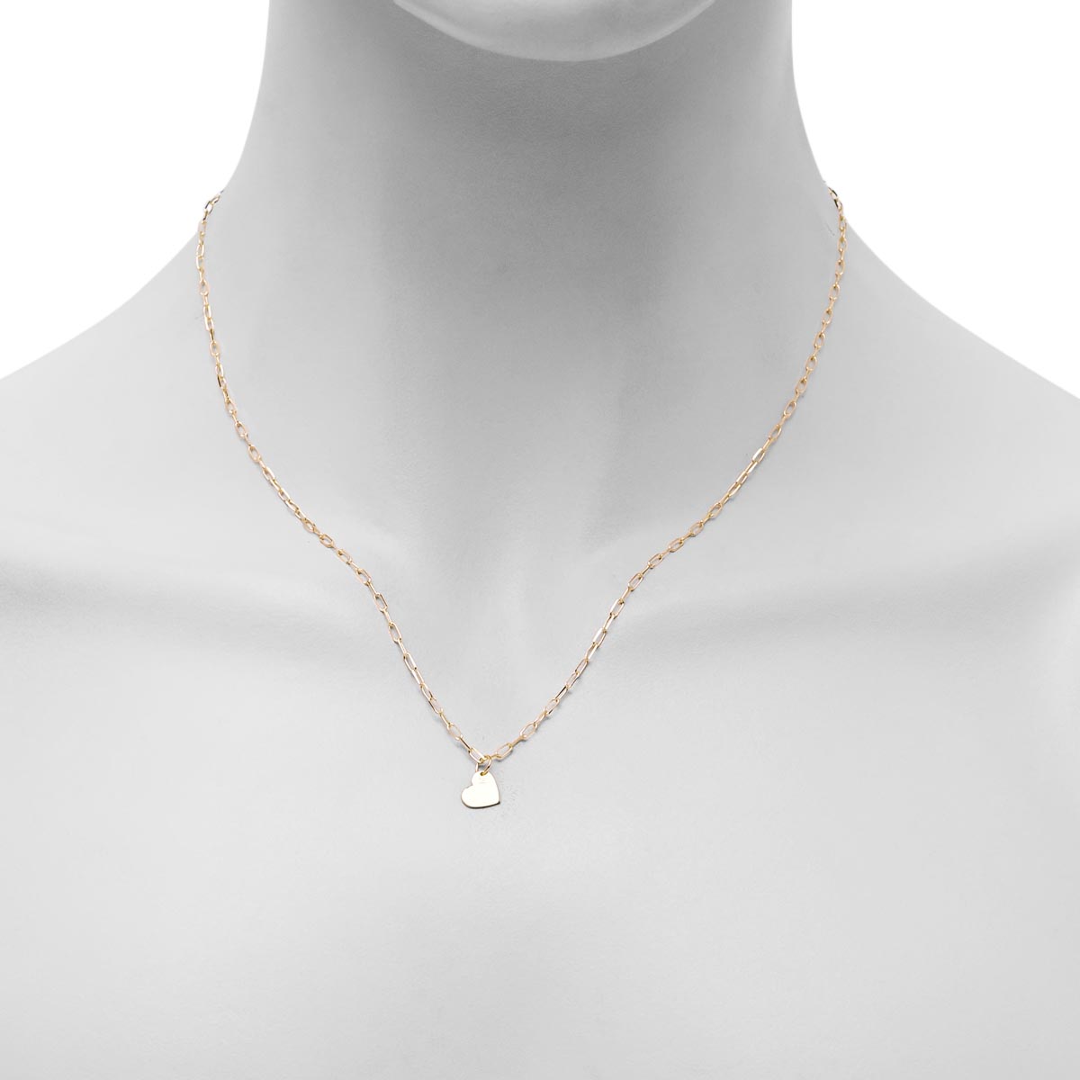 Mini Heart Paperclip Necklace in 14kt Yellow Gold