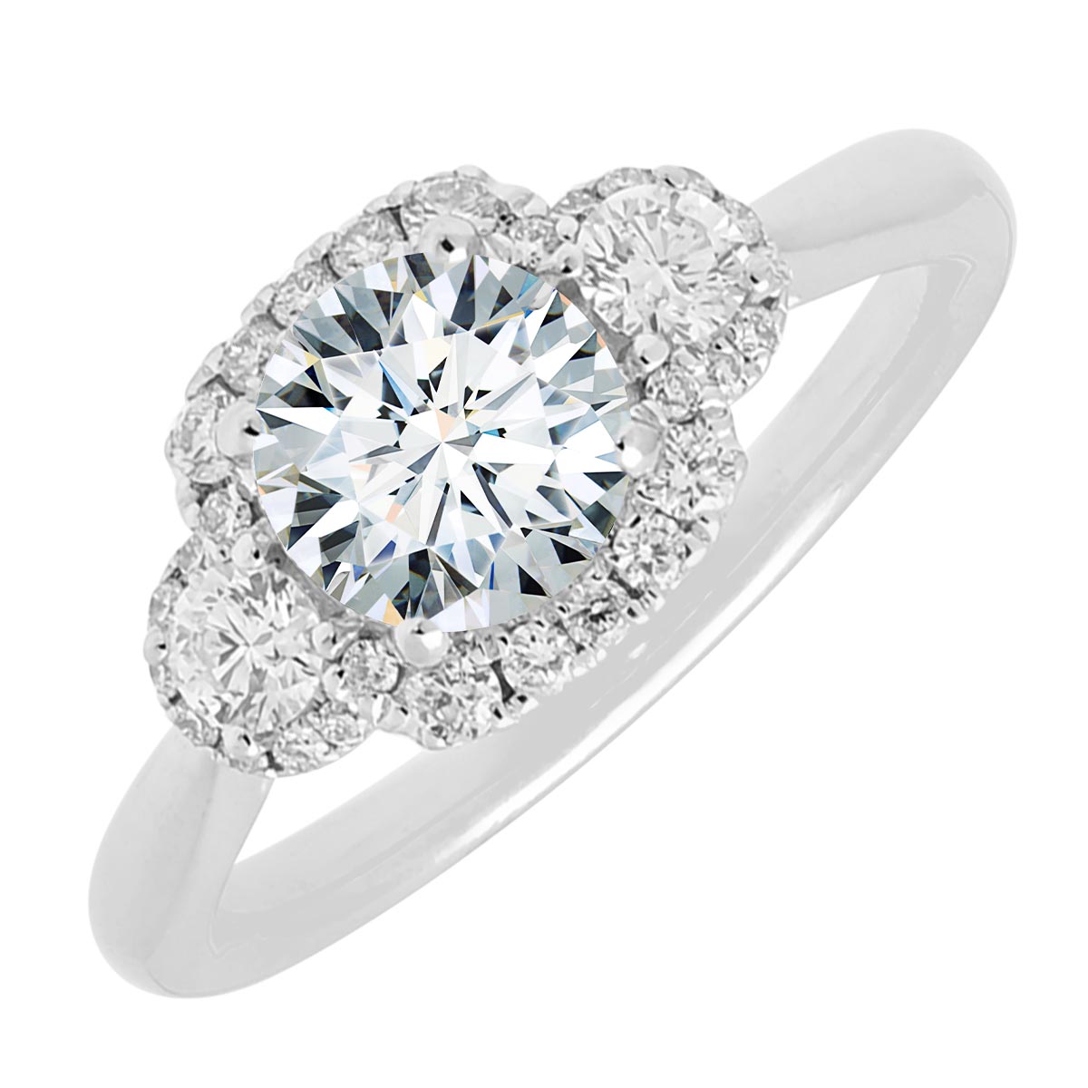 Diamond Halo Engagement Ring in 18kt White Gold (1 3/8ct tw)