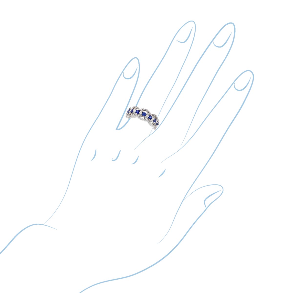 Sapphire Fashion Ring in 14kt White Gold with Diamonds (3/8ct tw)