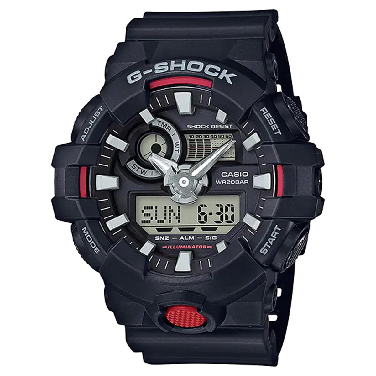 G Shock Mens Watch with Gray Dial and Black Resin Strap (quartz movement)
