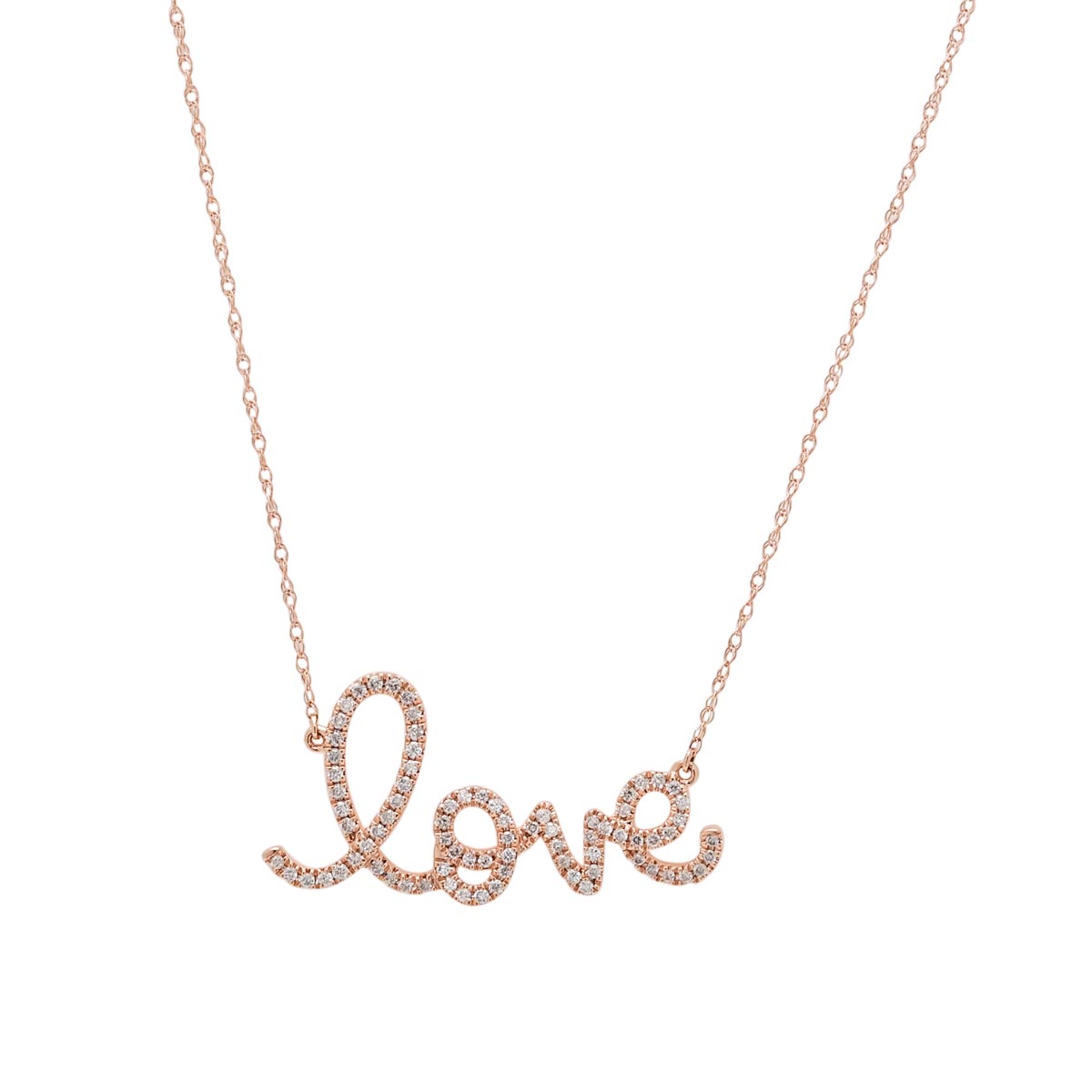 Diamond Love Necklace in 14kt Pink Gold (1/4ct tw)