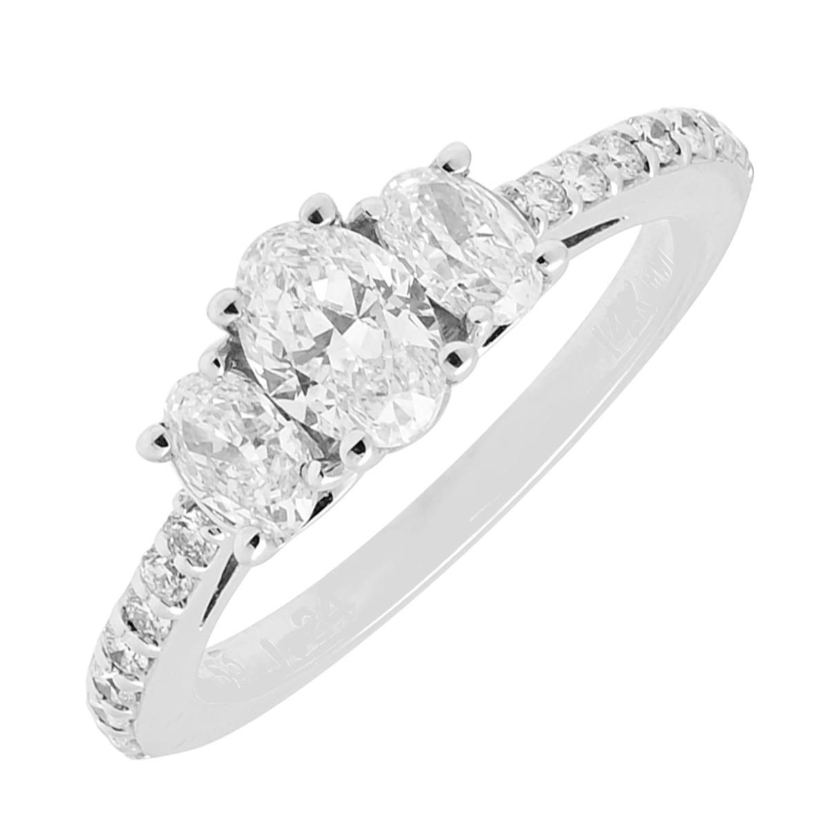 Oval Diamond Three Stone Engagement Ring in 14kt White Gold (1 1/5ct tw)