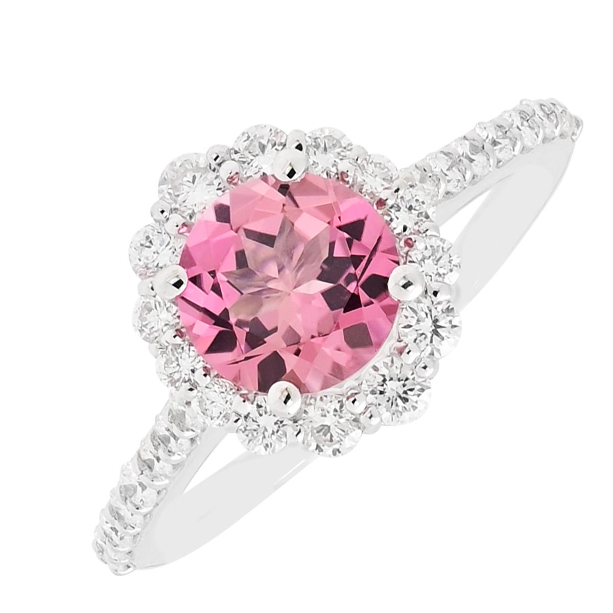 Pink Tourmaline Ring in 14kt White Gold with Diamonds (1/2ct tw)