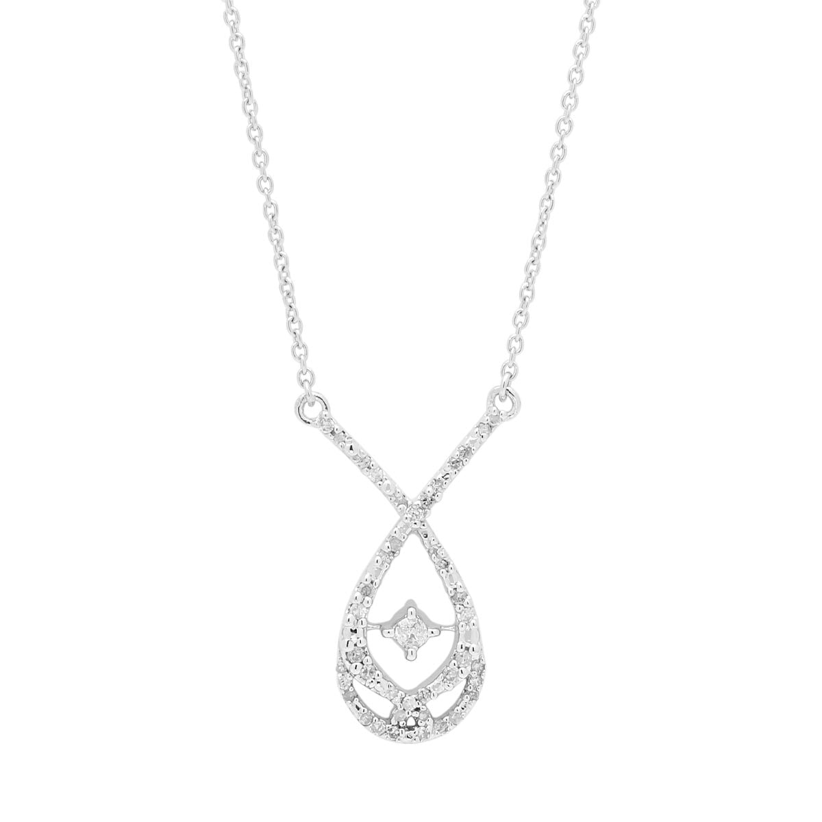 Diamond Drop Necklace in Sterling Silver (1/4ct tw)