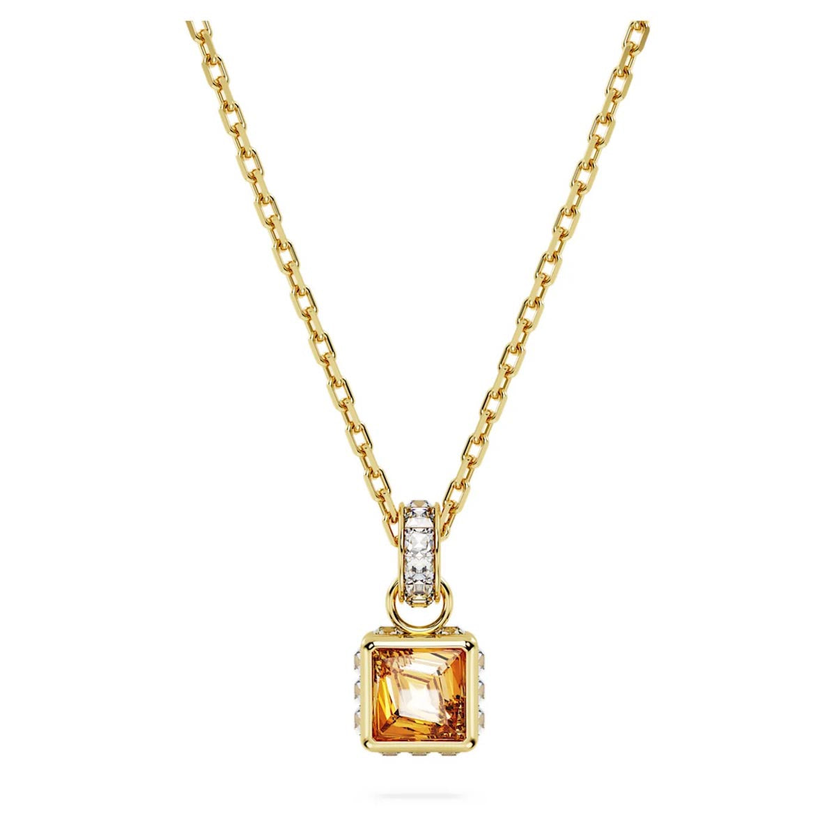 Swarovski Yellow Crystal Square Stilla Necklace in Yellow Tone Plate